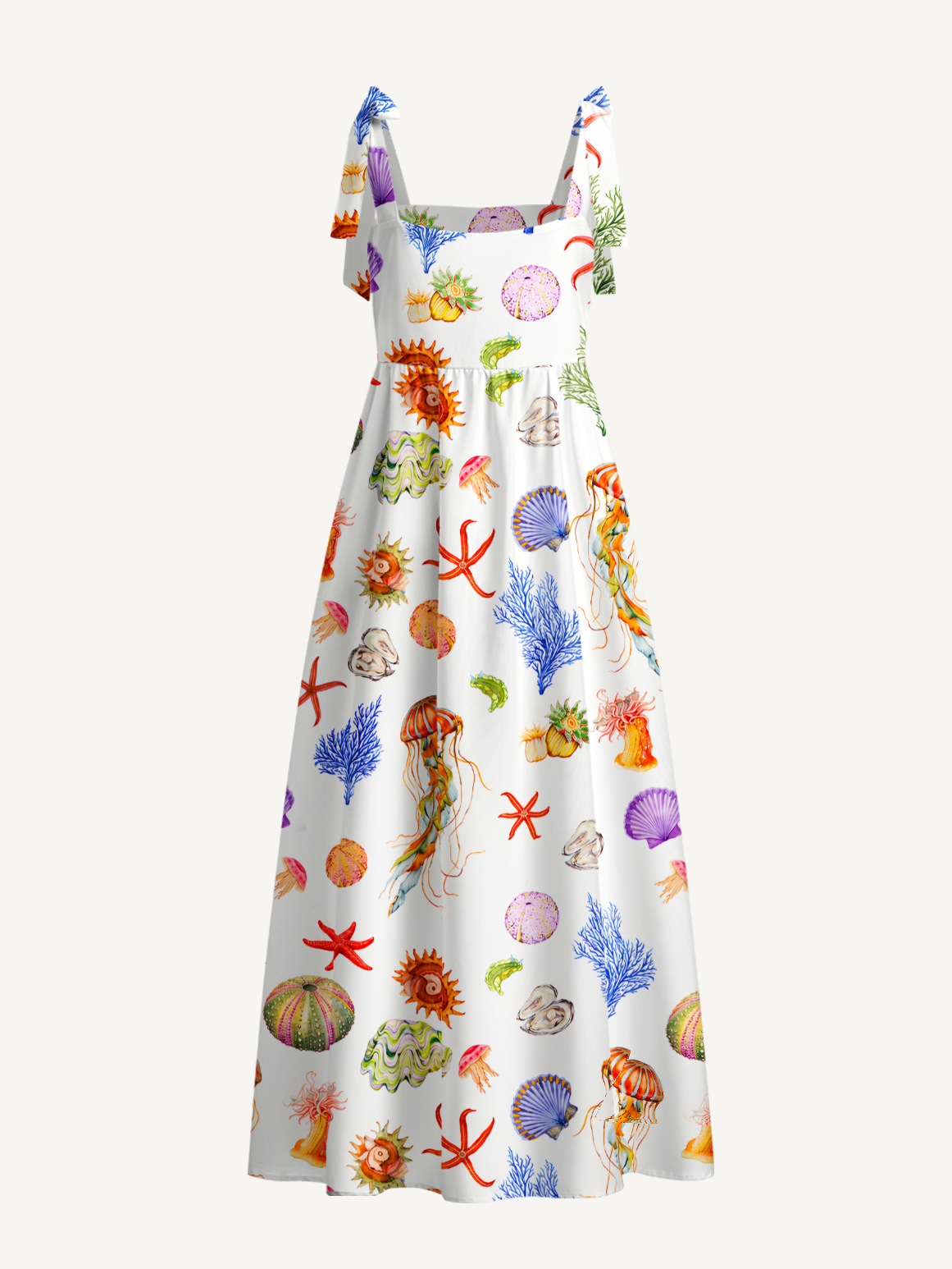 Jellyfish & Seashell Garden Vacation Maxi Dress