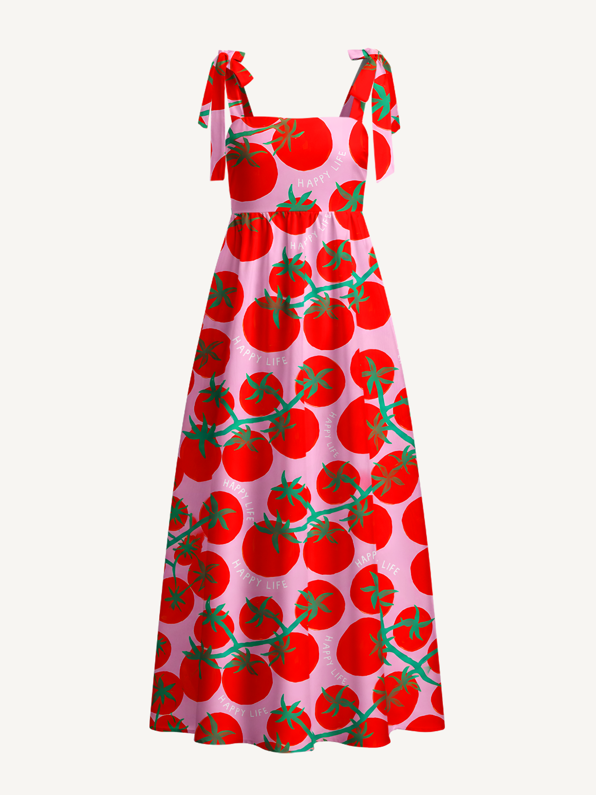 Tomato Garden Delight Adjustable Strap Maxi Dress