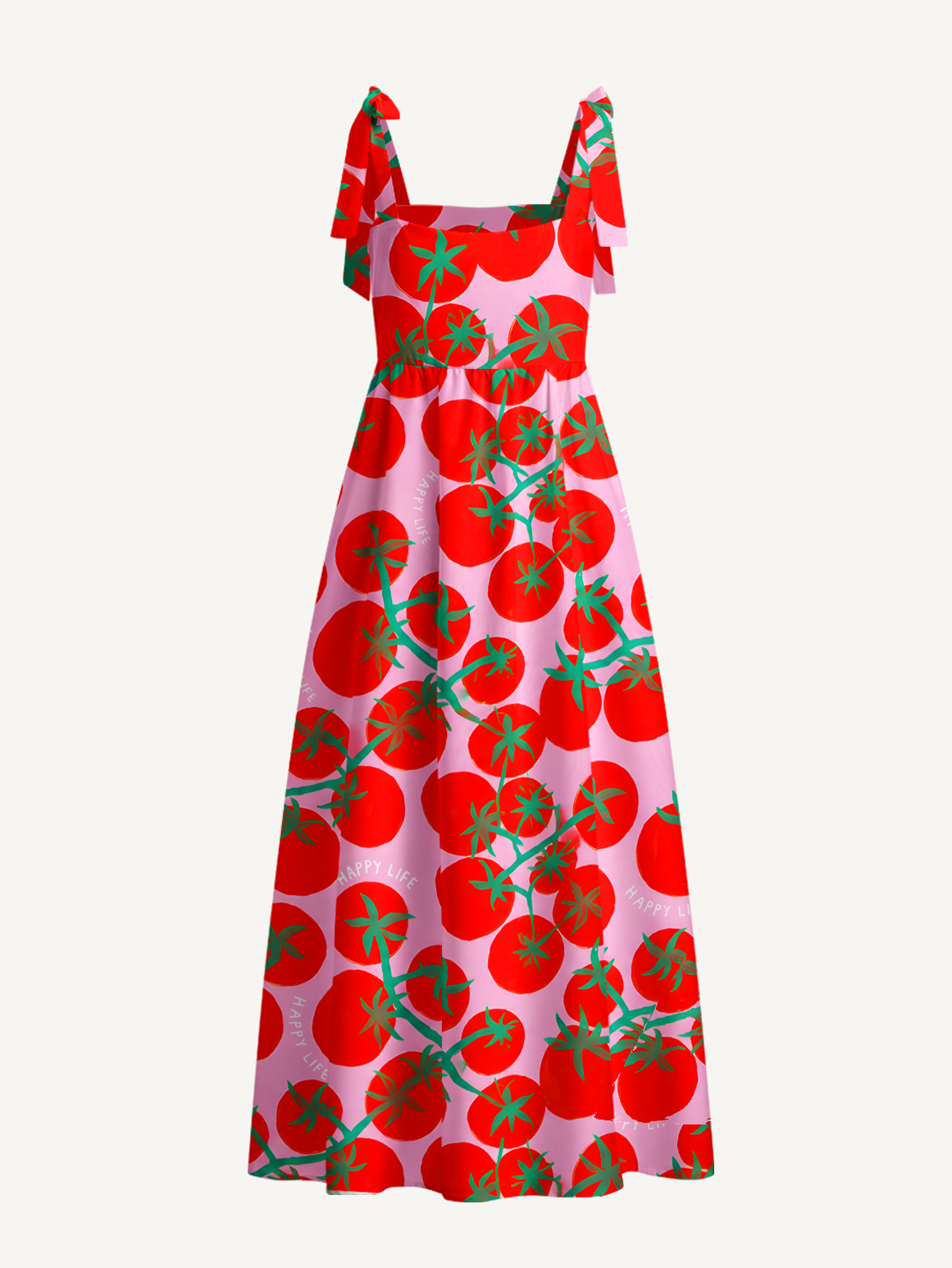 Tomato Garden Delight Adjustable Strap Maxi Dress