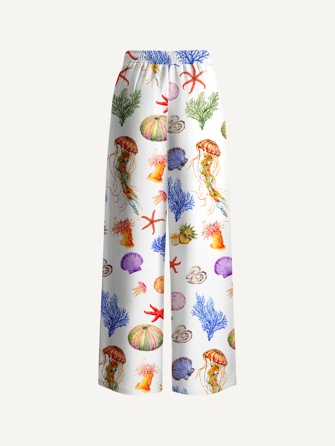 Jellyfish & Seashell Garden Wide Leg Pants Women