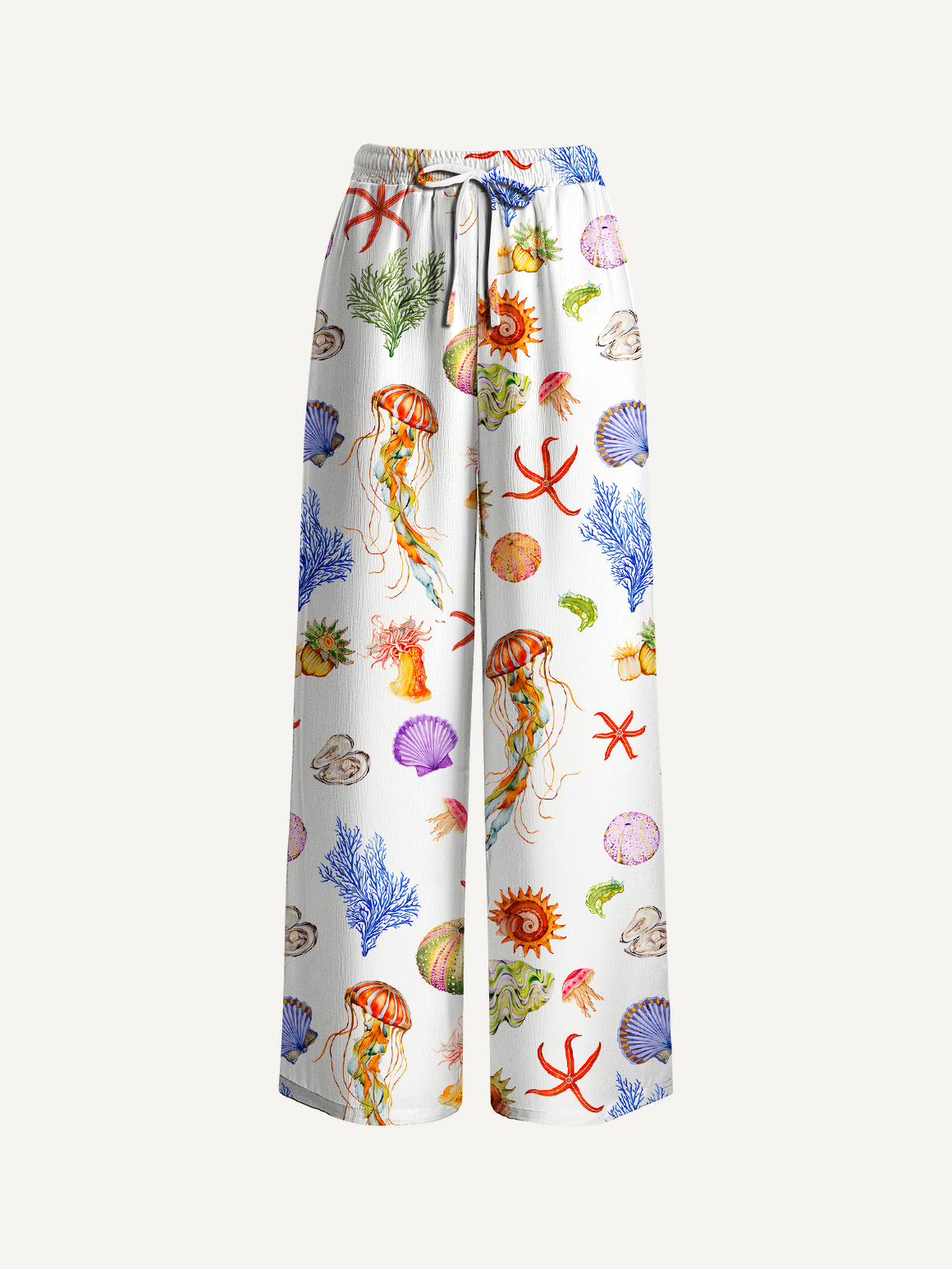 Jellyfish & Seashell Garden Wide Leg Pants Women