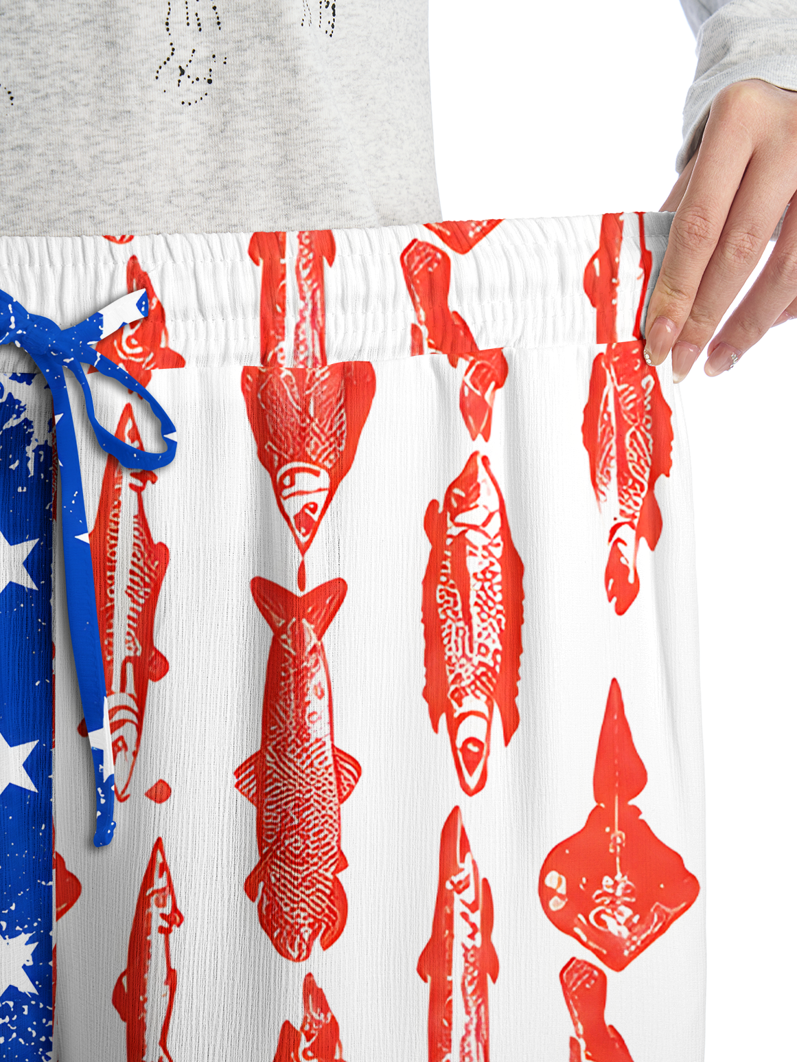 American Flag Fish Pattern Summer Trousers