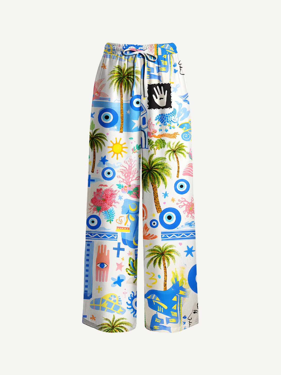 Greek Island Charms Pattern Summer Trousers