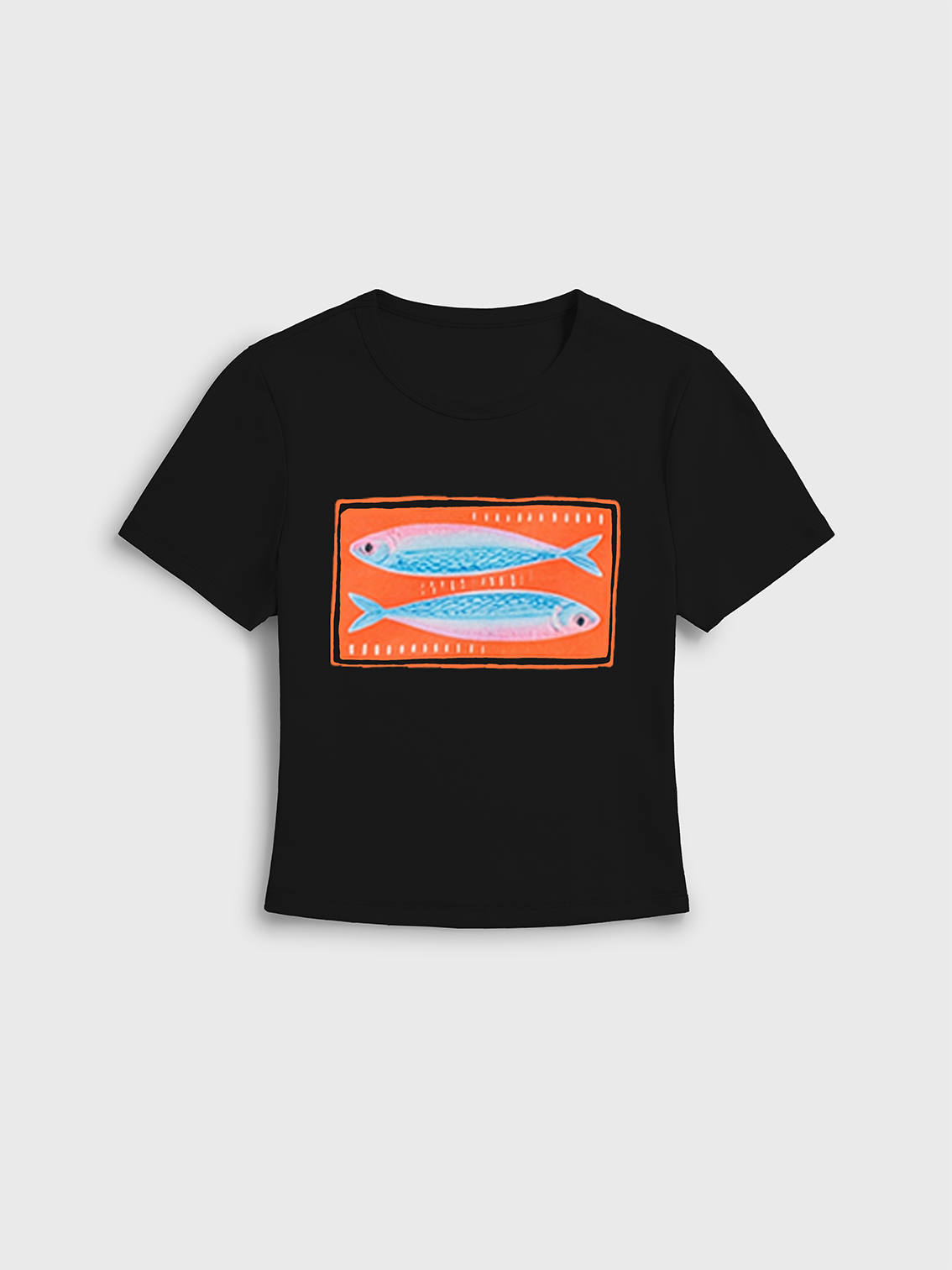Tropical Stamp Print Crew Neck Cotton Tee