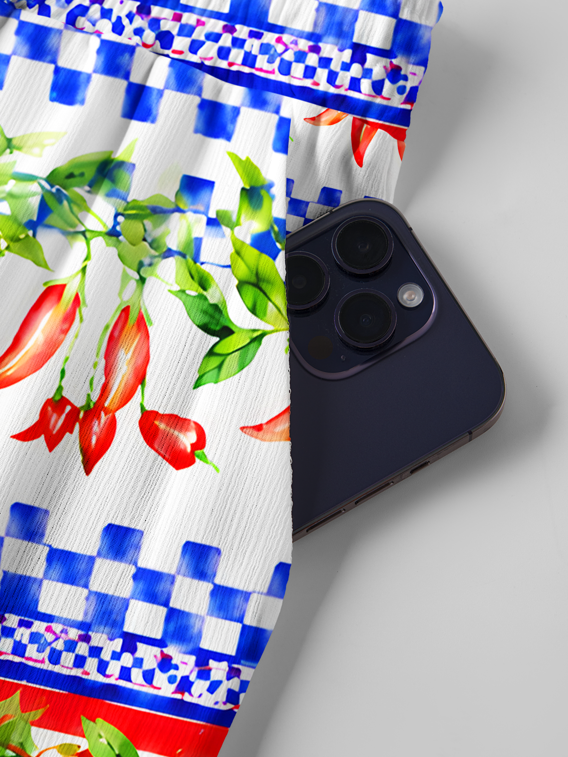 Chili Vines and Checkered Stripes Summer Trousers
