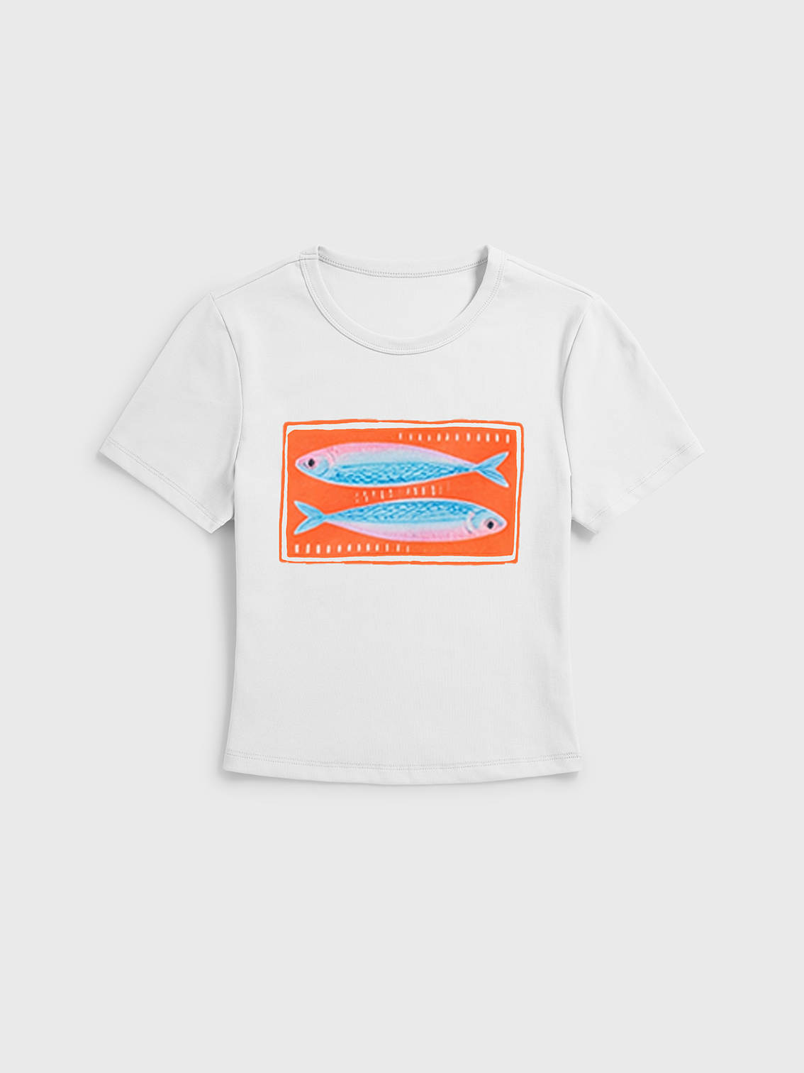 Tropical Stamp Print Crew Neck Cotton Tee
