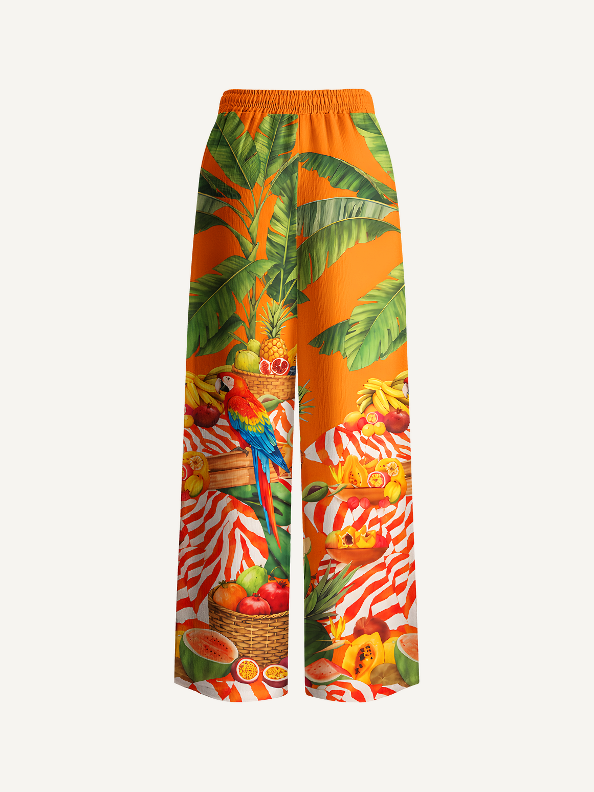 Tropical Parrot Fruit Feast Summer Trousers