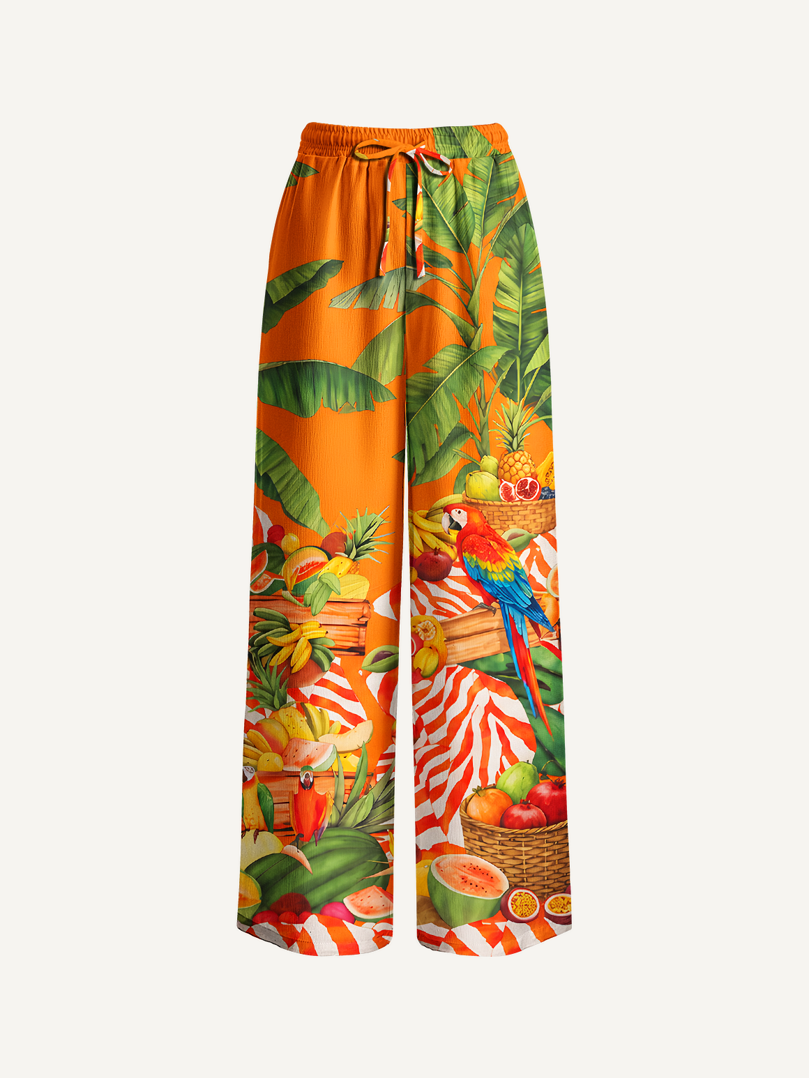 Tropical Parrot Fruit Feast Summer Trousers