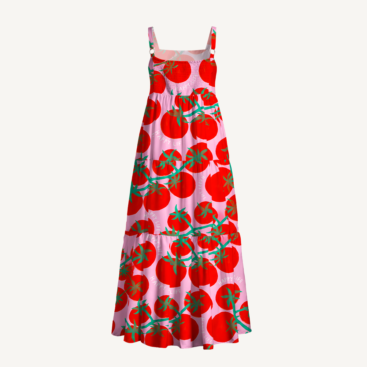 Tomato Garden Delight Summer Maxi Dress
