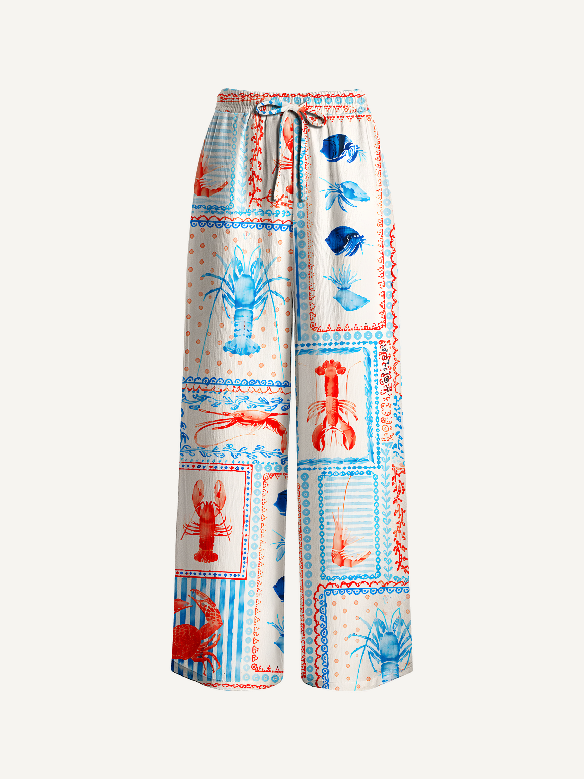 Lobster & Crab Patchwork Pants For Women