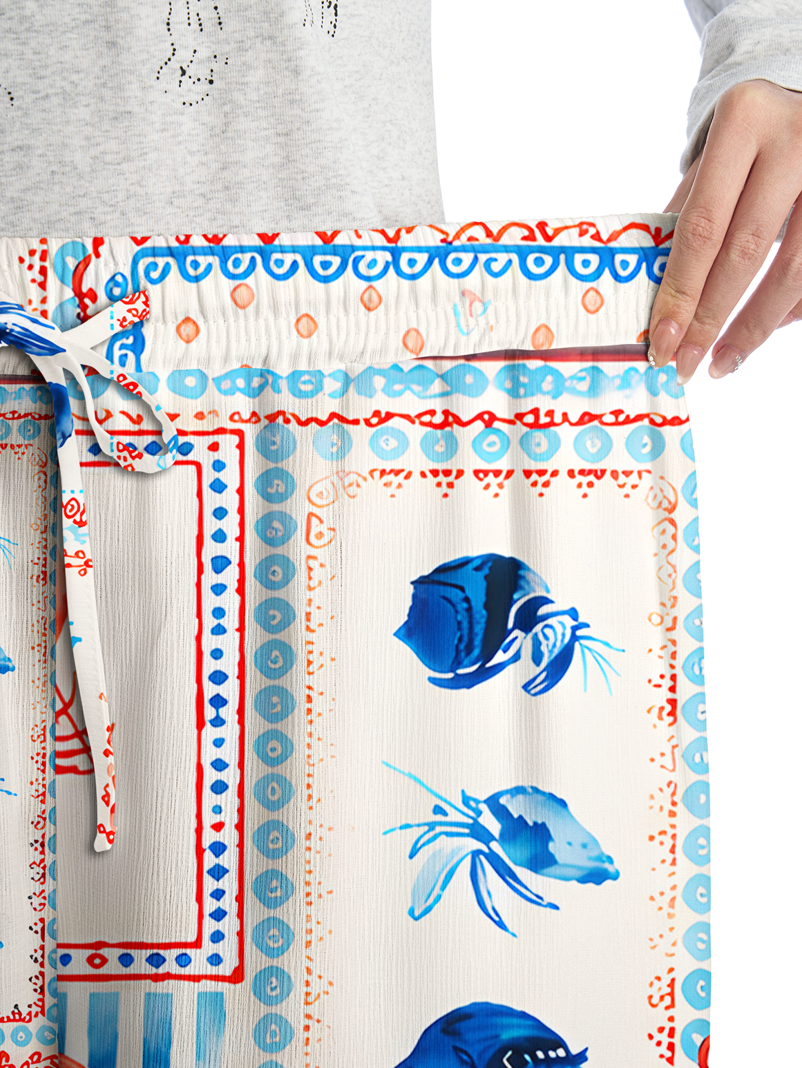 Lobster & Crab Patchwork Pants For Women