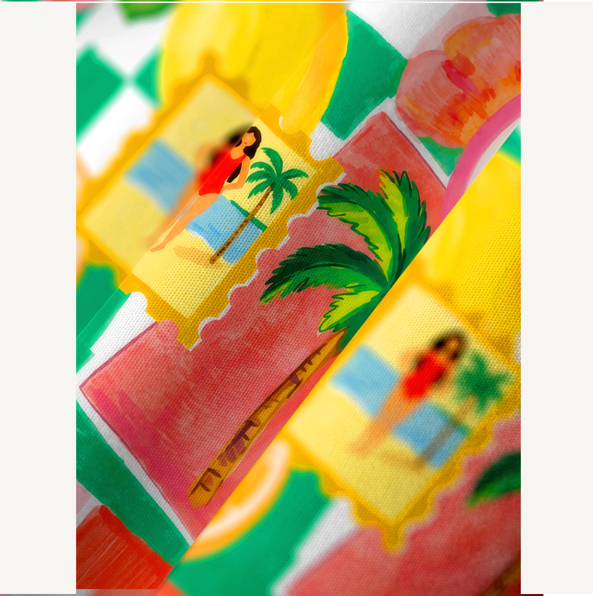 Tropical Floral & Palm Kimono Sleeve Kaftan Dress