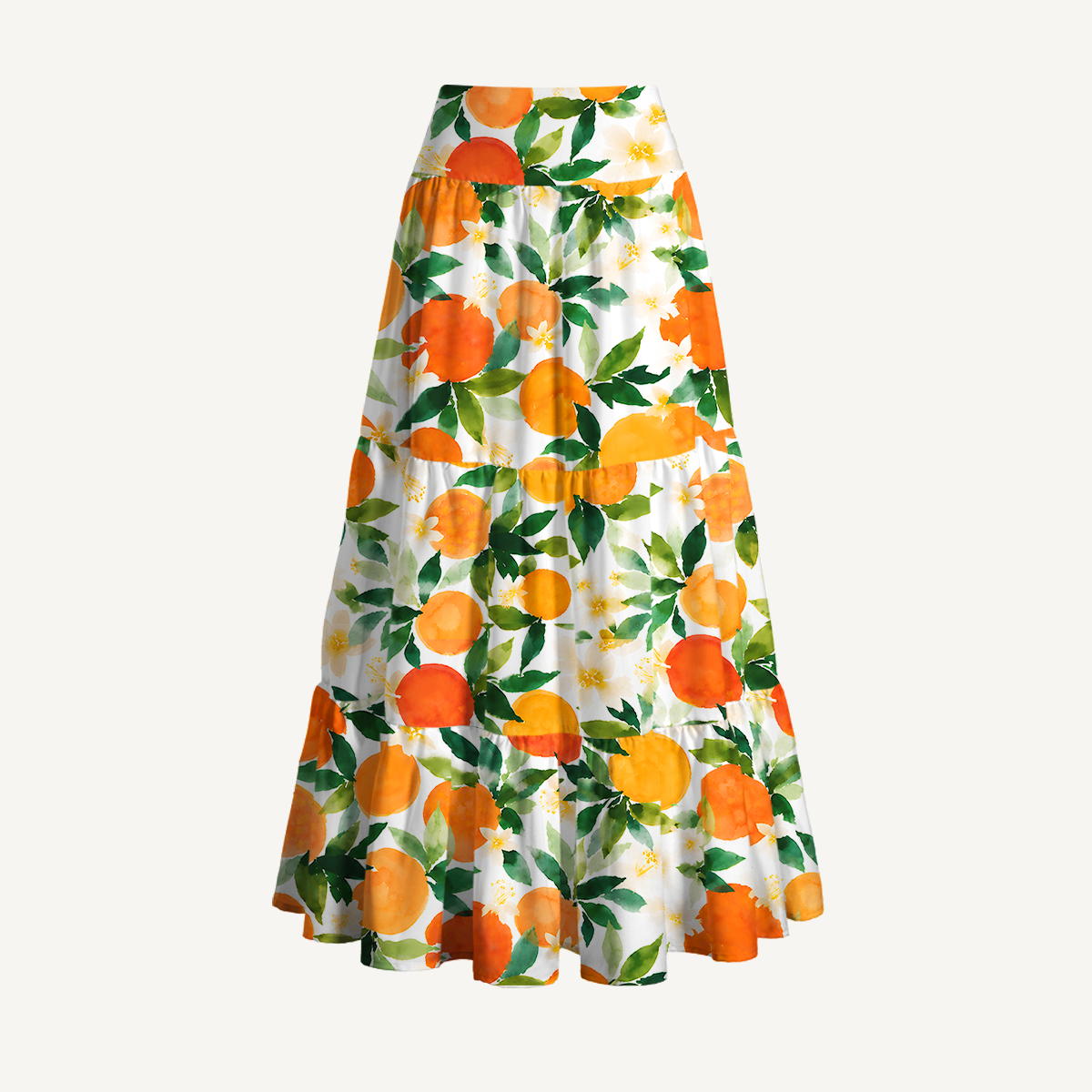 Citrus Grove Blossoms Summer Maxi Skirt