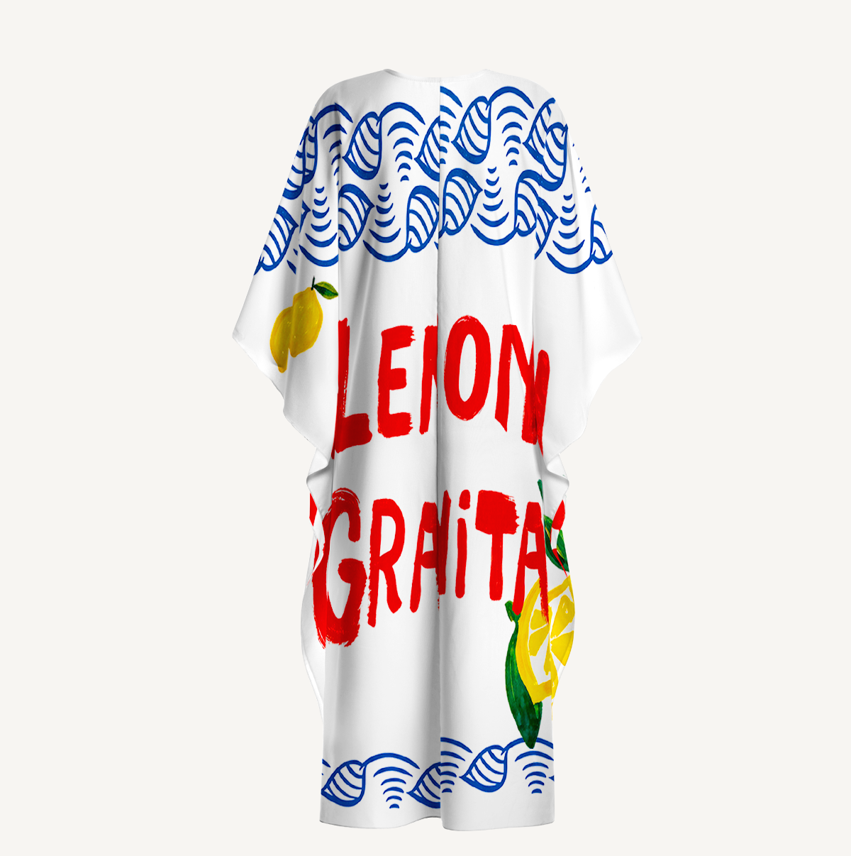 Lobster & Lemon Kimono Sleeve Kaftan Dress