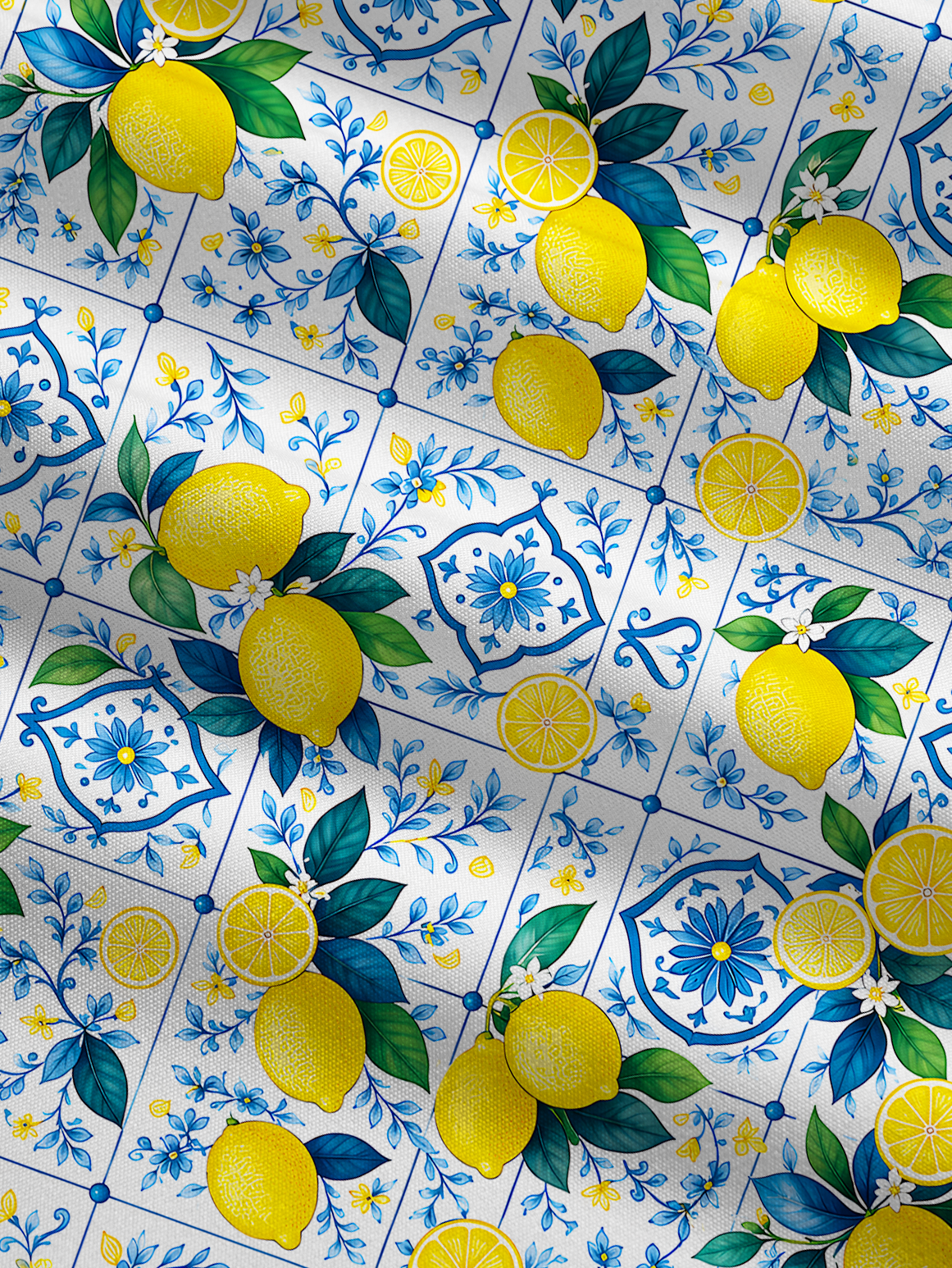 Mediterranean-style tiles with lemon patterns Summer Maxi Dress