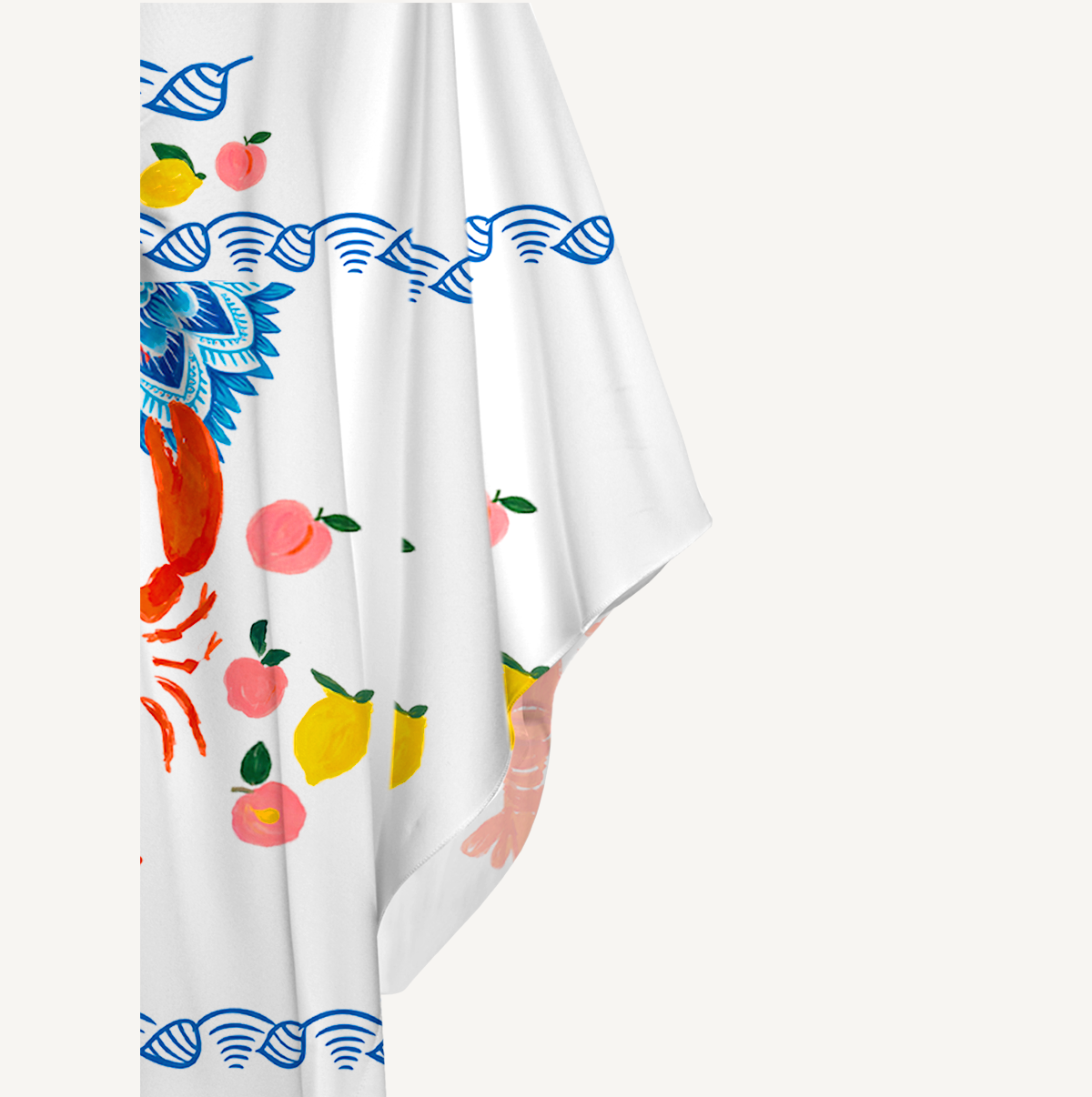 Lobster & Lemon Kimono Sleeve Kaftan Dress