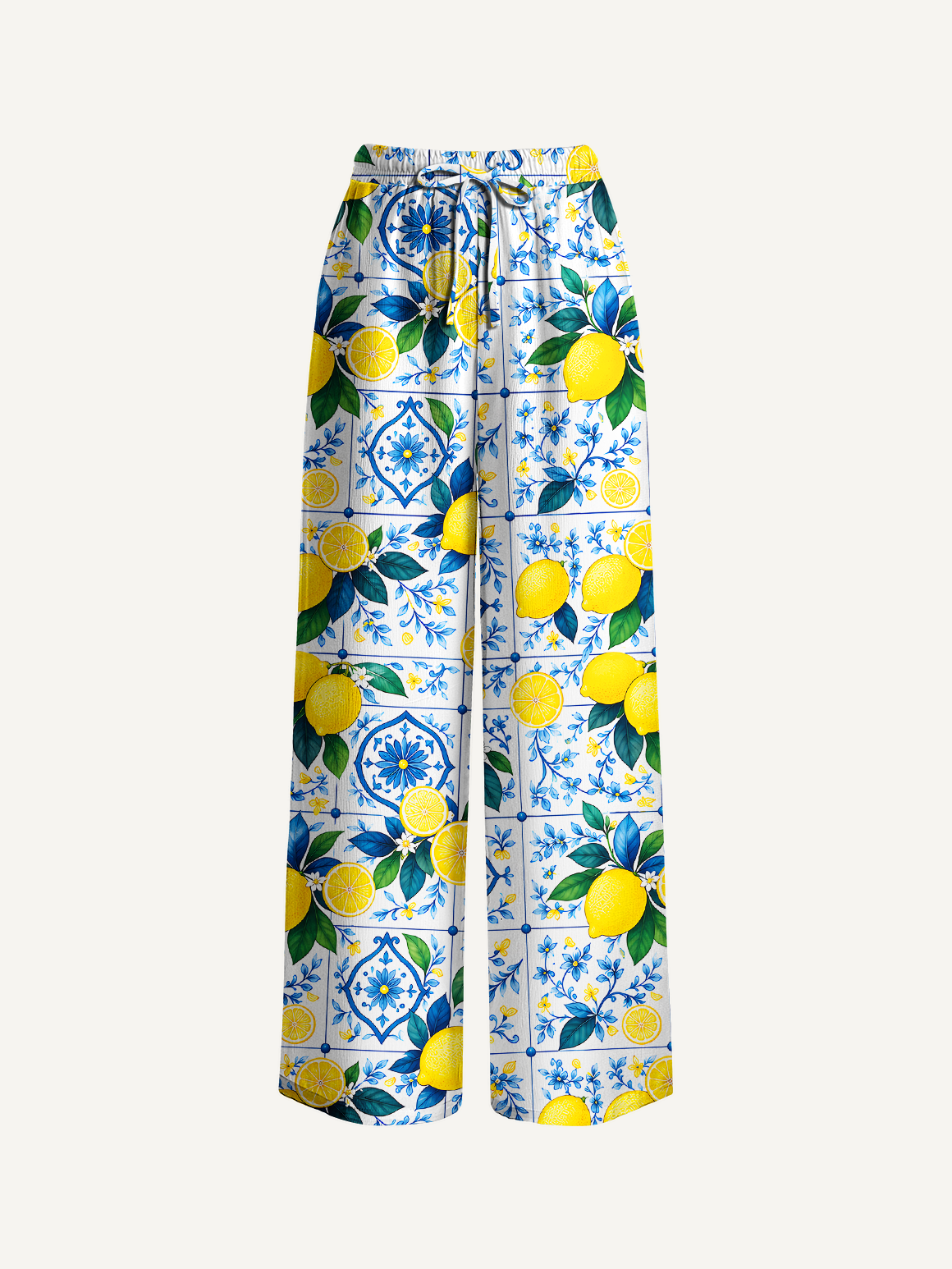 Mediterranean-style tiles with lemon patterns Summer Trousers