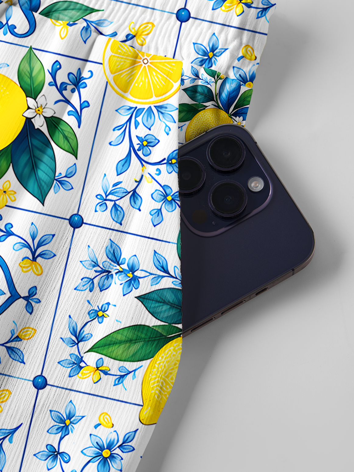 Mediterranean-style tiles with lemon patterns Summer Trousers