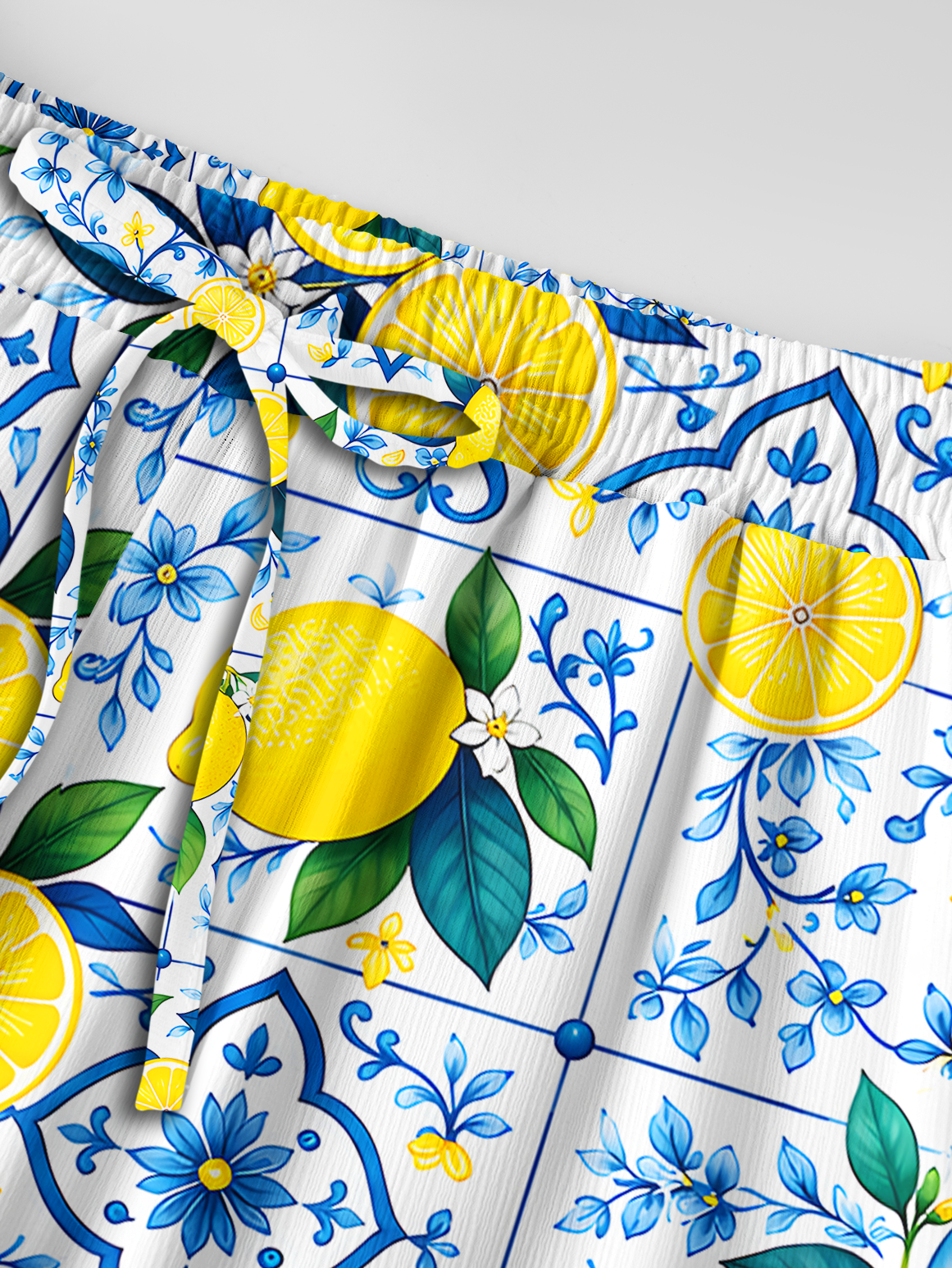 Mediterranean-style tiles with lemon patterns Summer Trousers