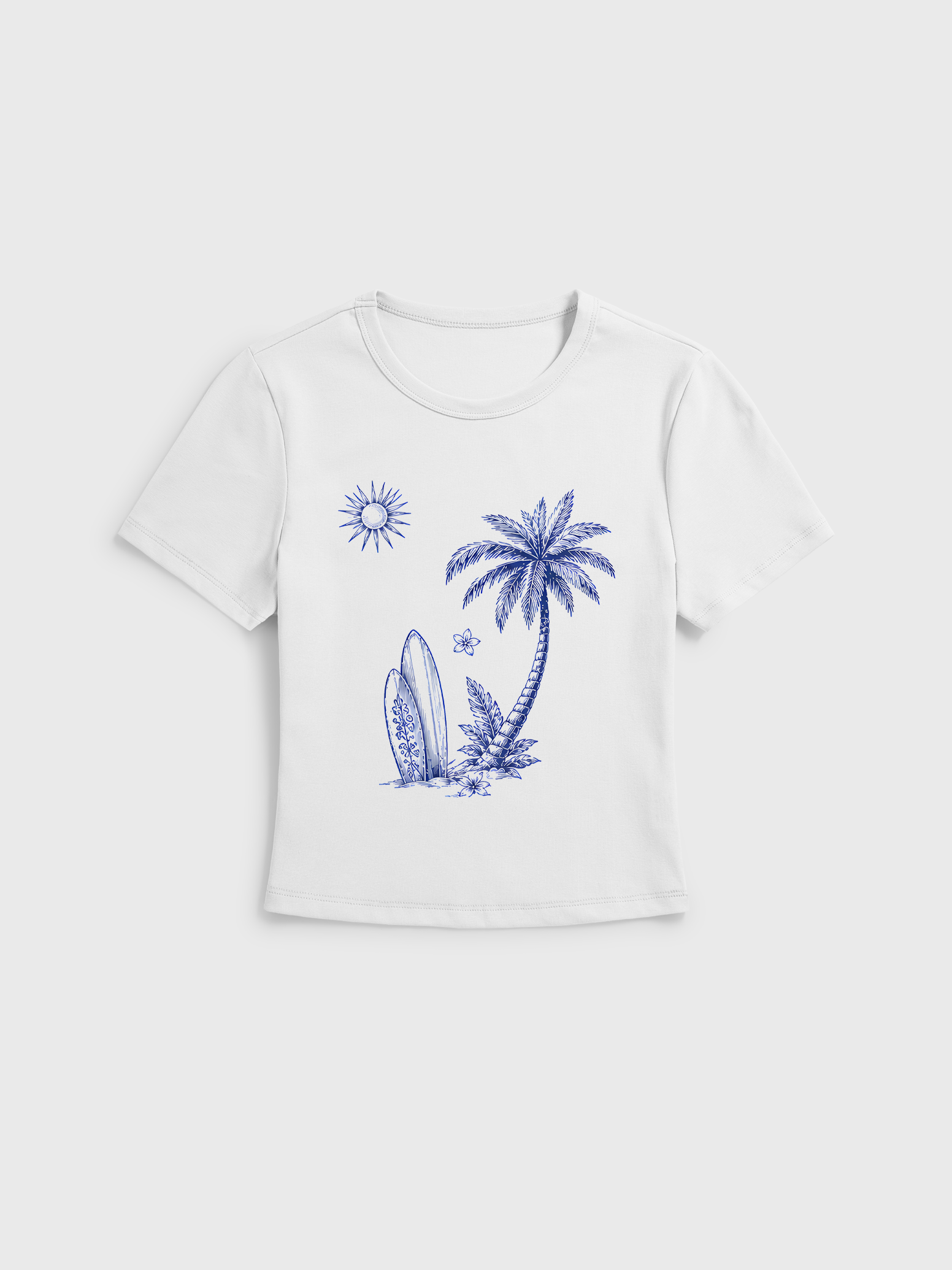 Island Holiday Toile Baby Tee Womens