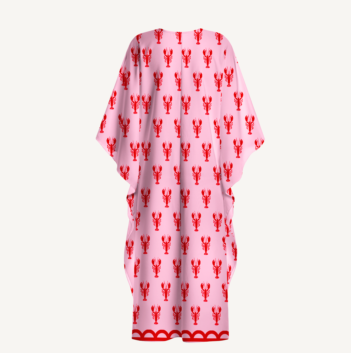 Pink Lobster Kimono Sleeve Kaftan Dress