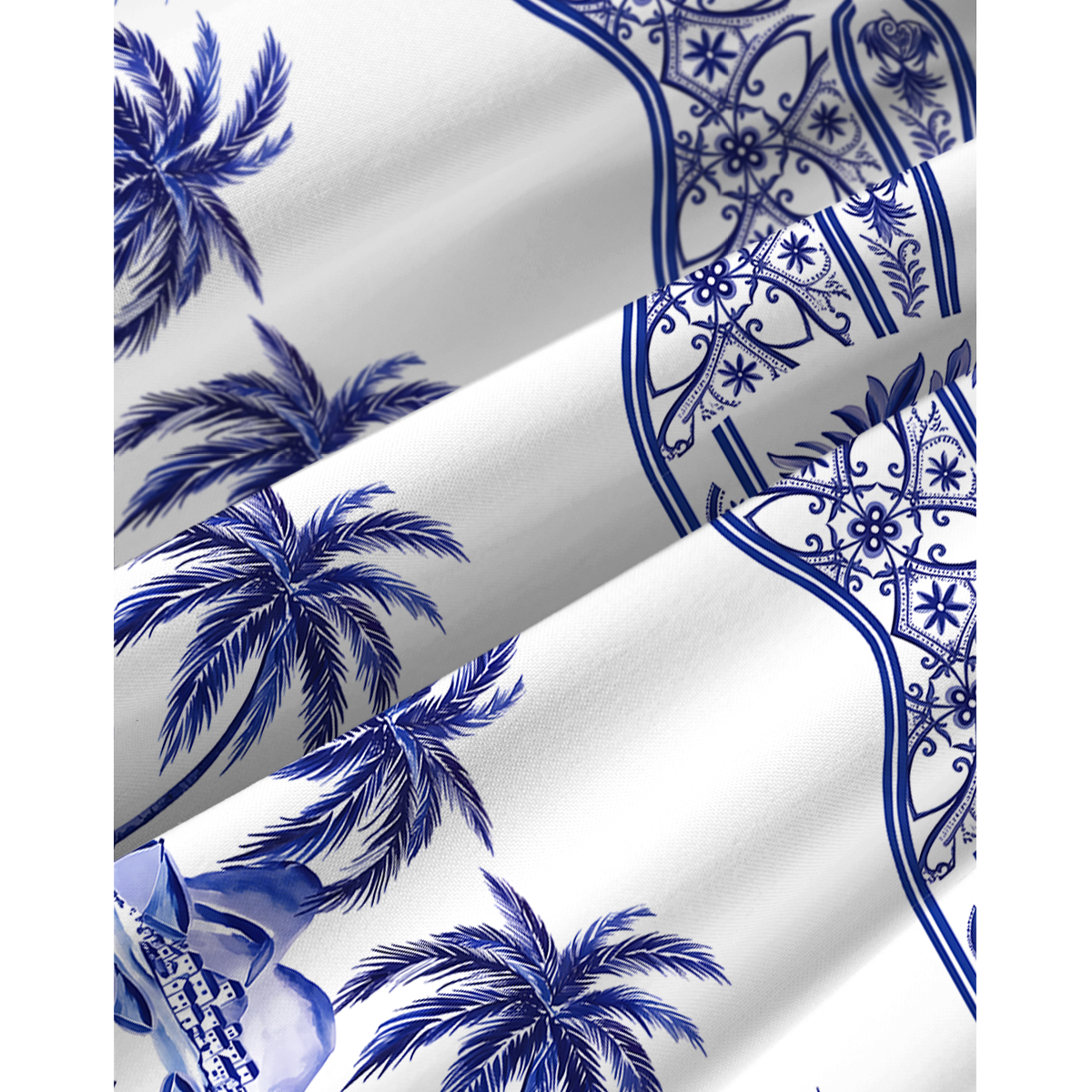 Azure Palm Island Border Summer Mini Dress 