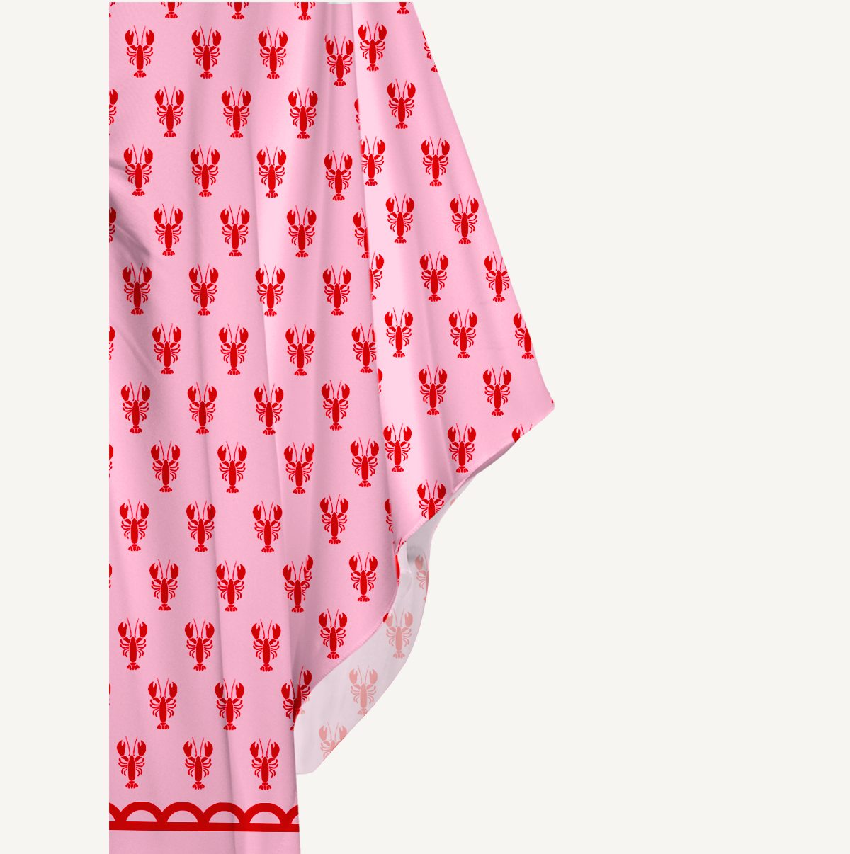 Pink Lobster Kimono Sleeve Kaftan Dress