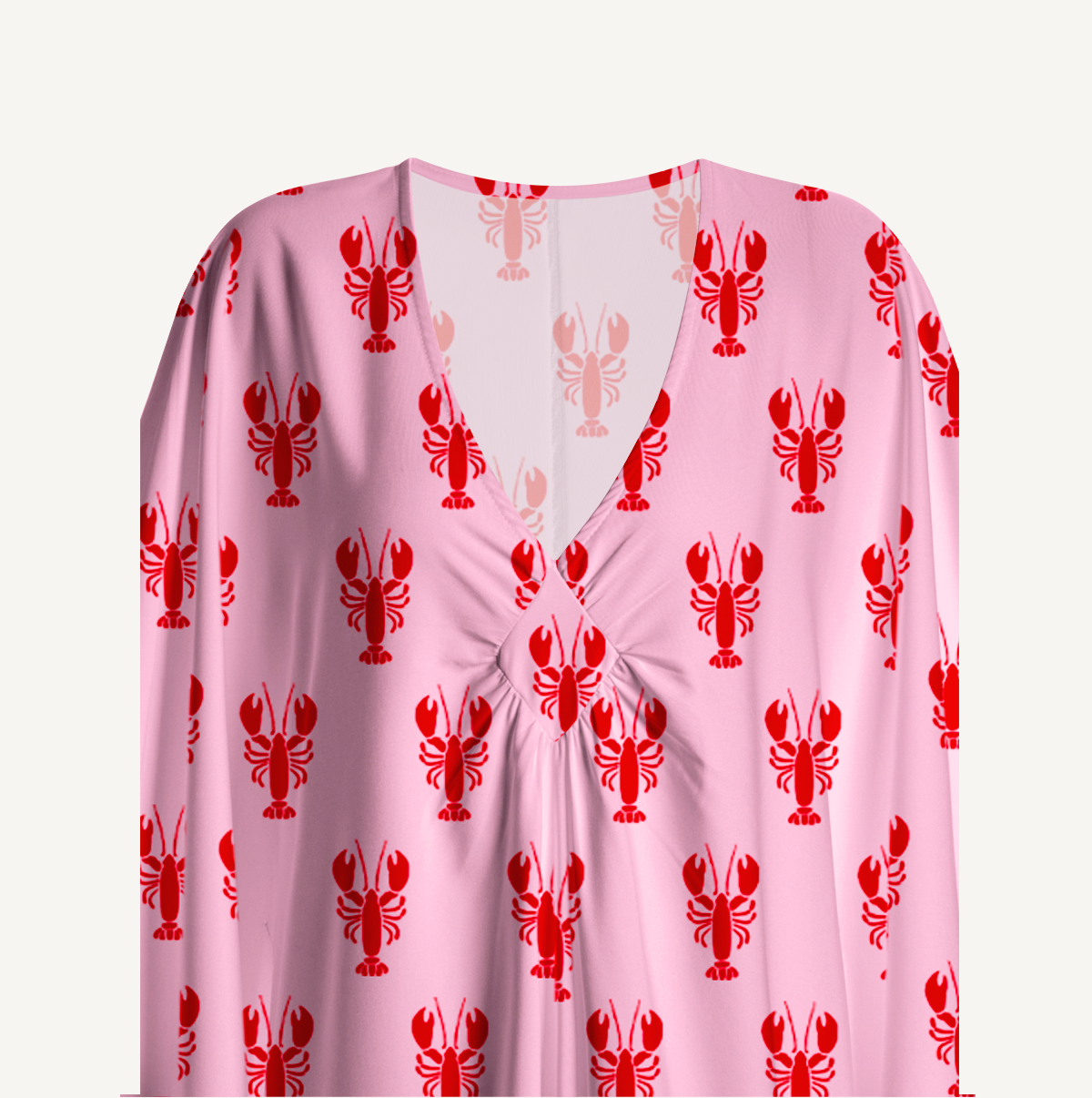 Pink Lobster Kimono Sleeve Kaftan Dress