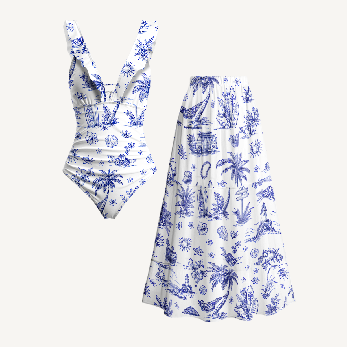 Island Holiday Toile Girls Swimwear