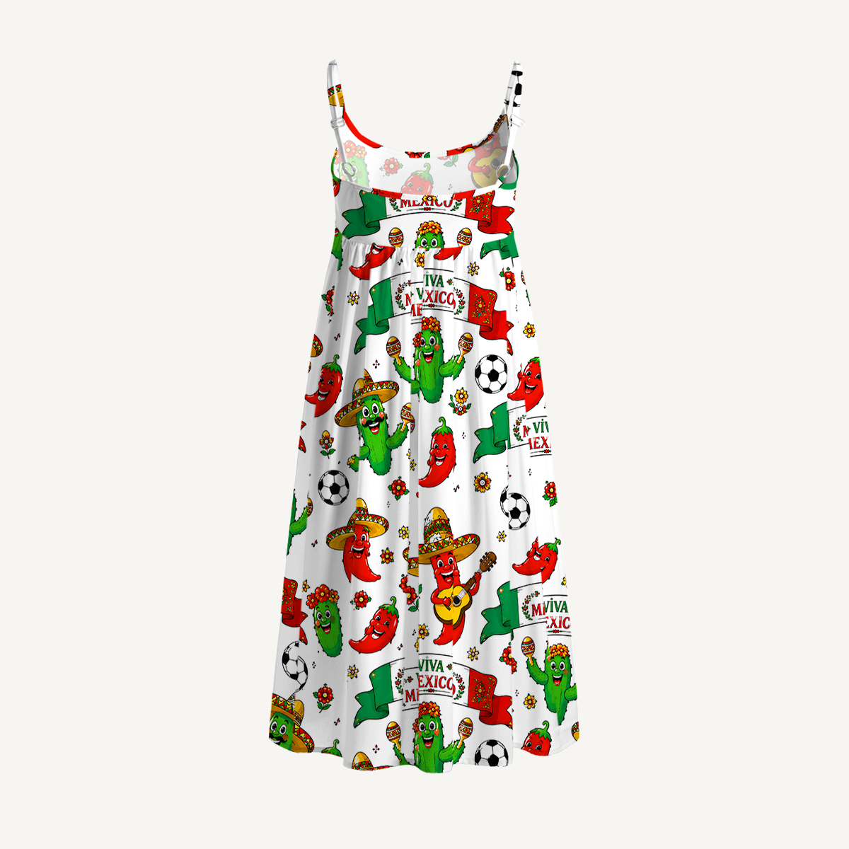 Pepper Chilli Cartoon Viva Mexico Print Mini Dress For Women