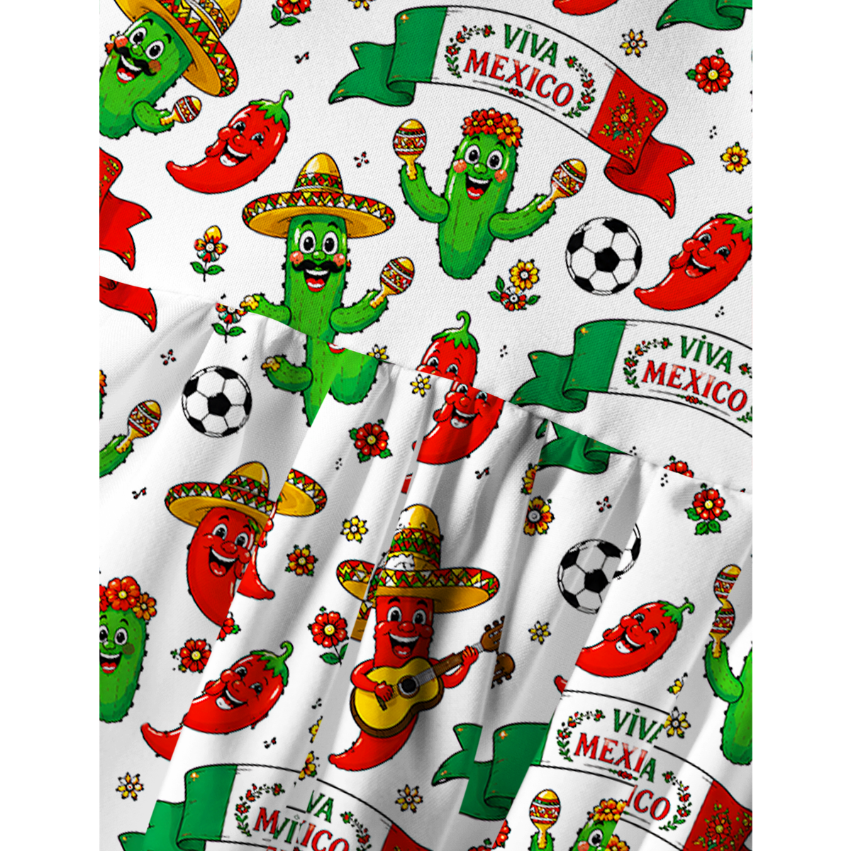 Pepper Chilli Cartoon Viva Mexico Print Mini Dress For Women