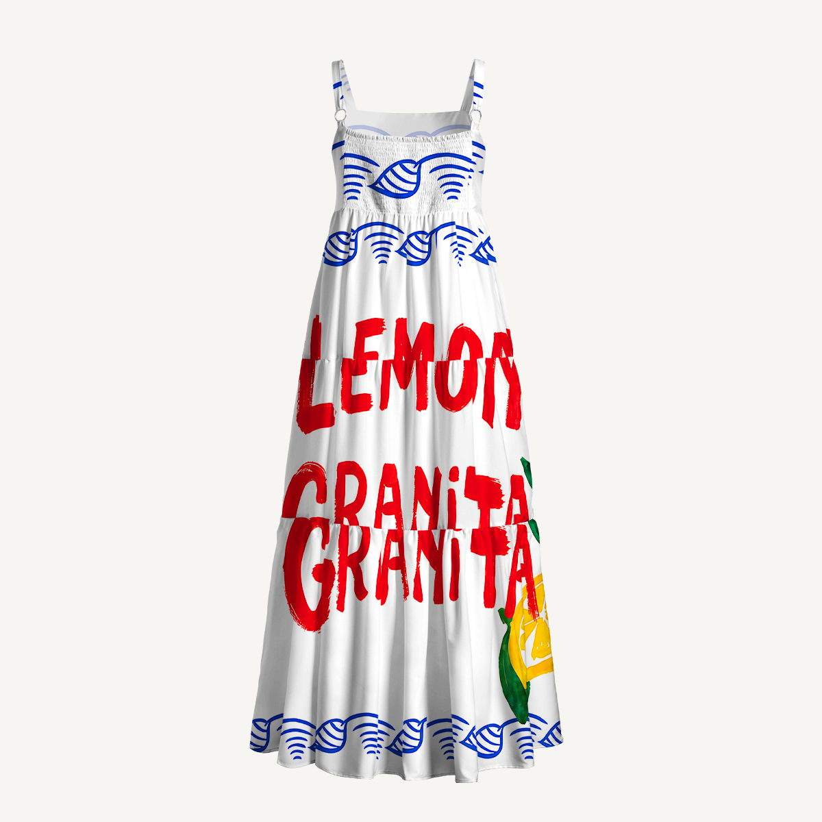 Lobster & Lemon Wide Straps Maxi Dress With Pockets