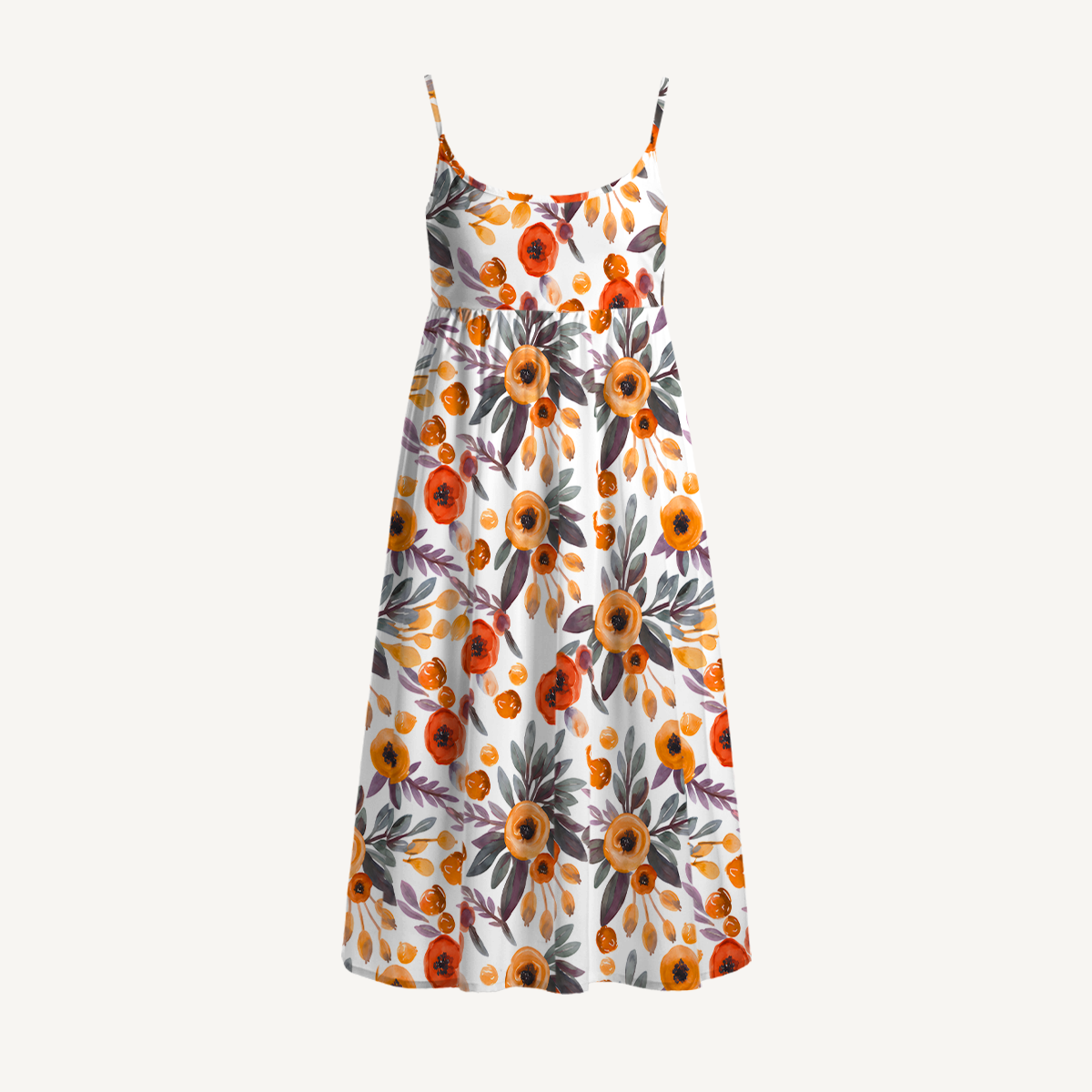 Golden Autumn Garden Print Mini Dress For Women