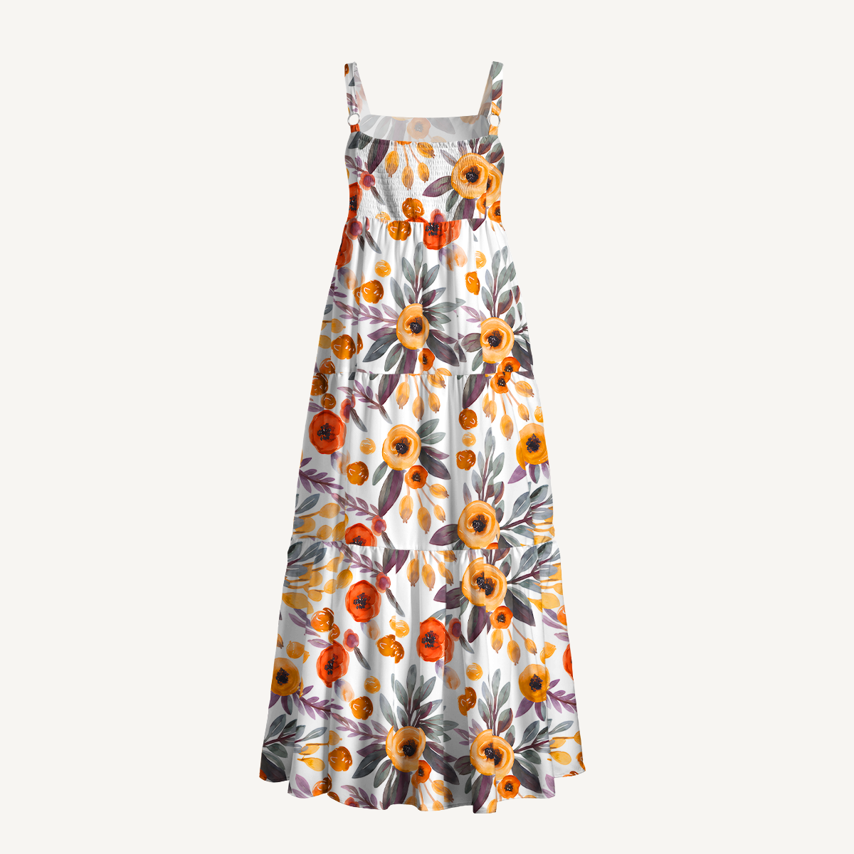 Golden Autumn Garden Summer Maxi Dress With Pockets