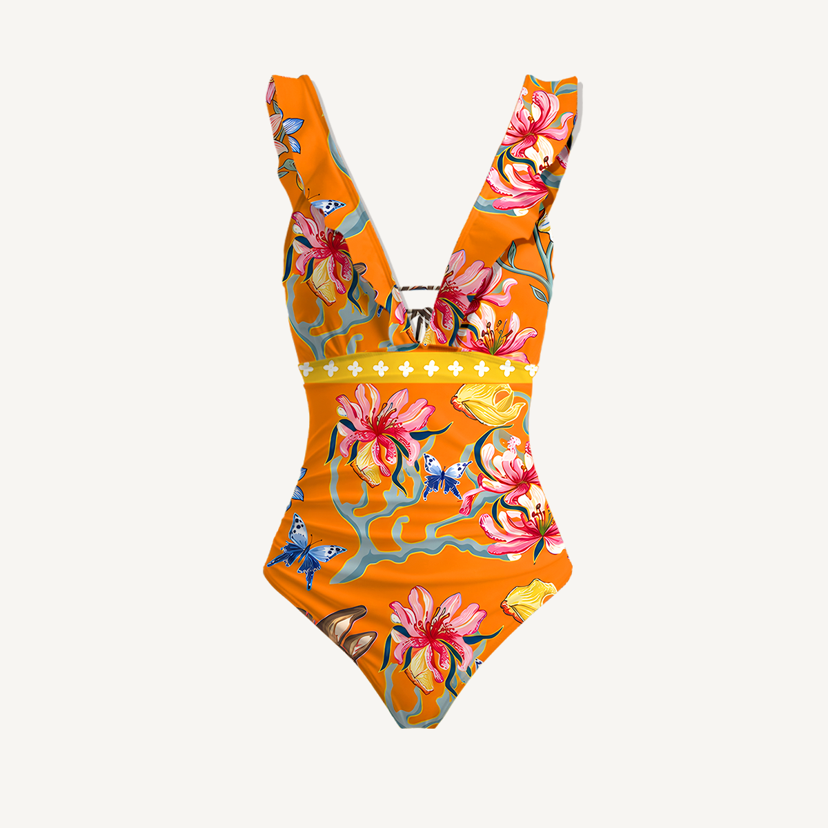 Tropical Zebra V Neck Swimsuit Sets