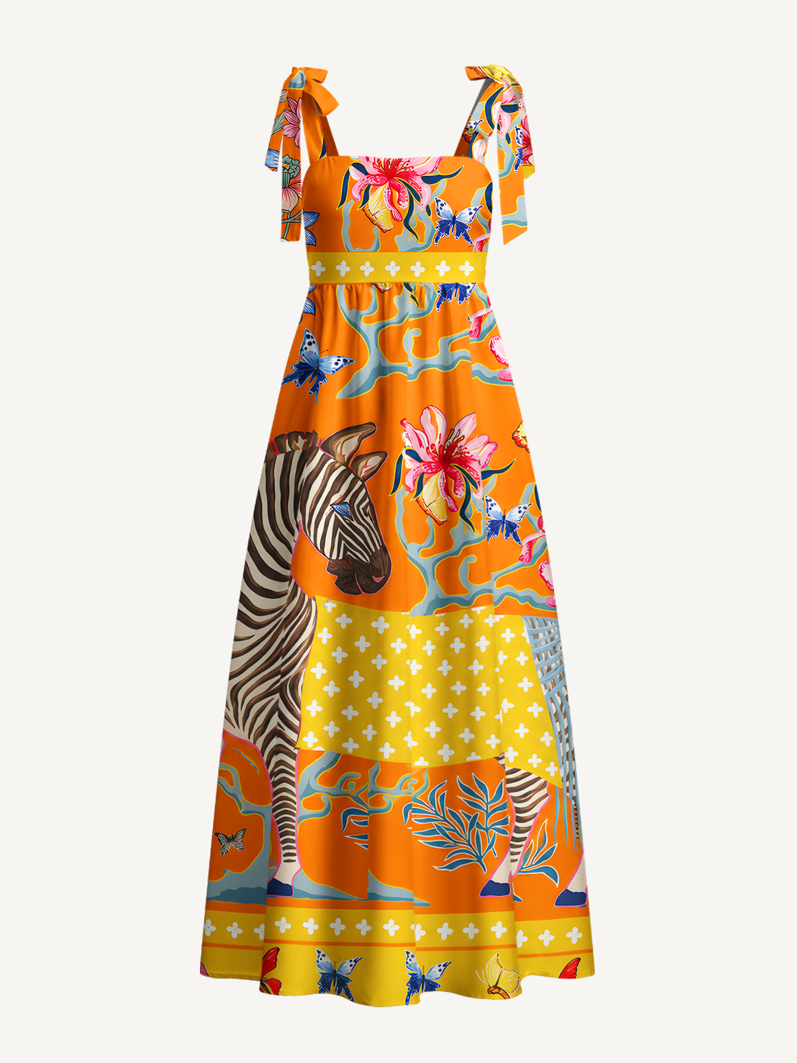 Tropical Zebra Flowy Maxi Dress
