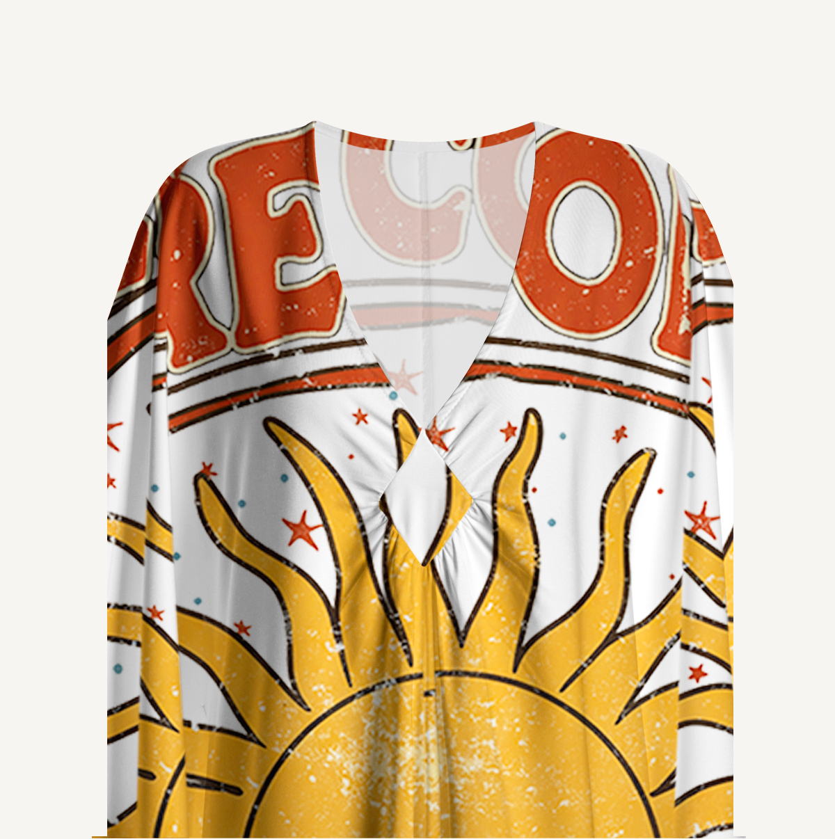 Western Sun & Cact Kimono Sleeve Kaftan Dress