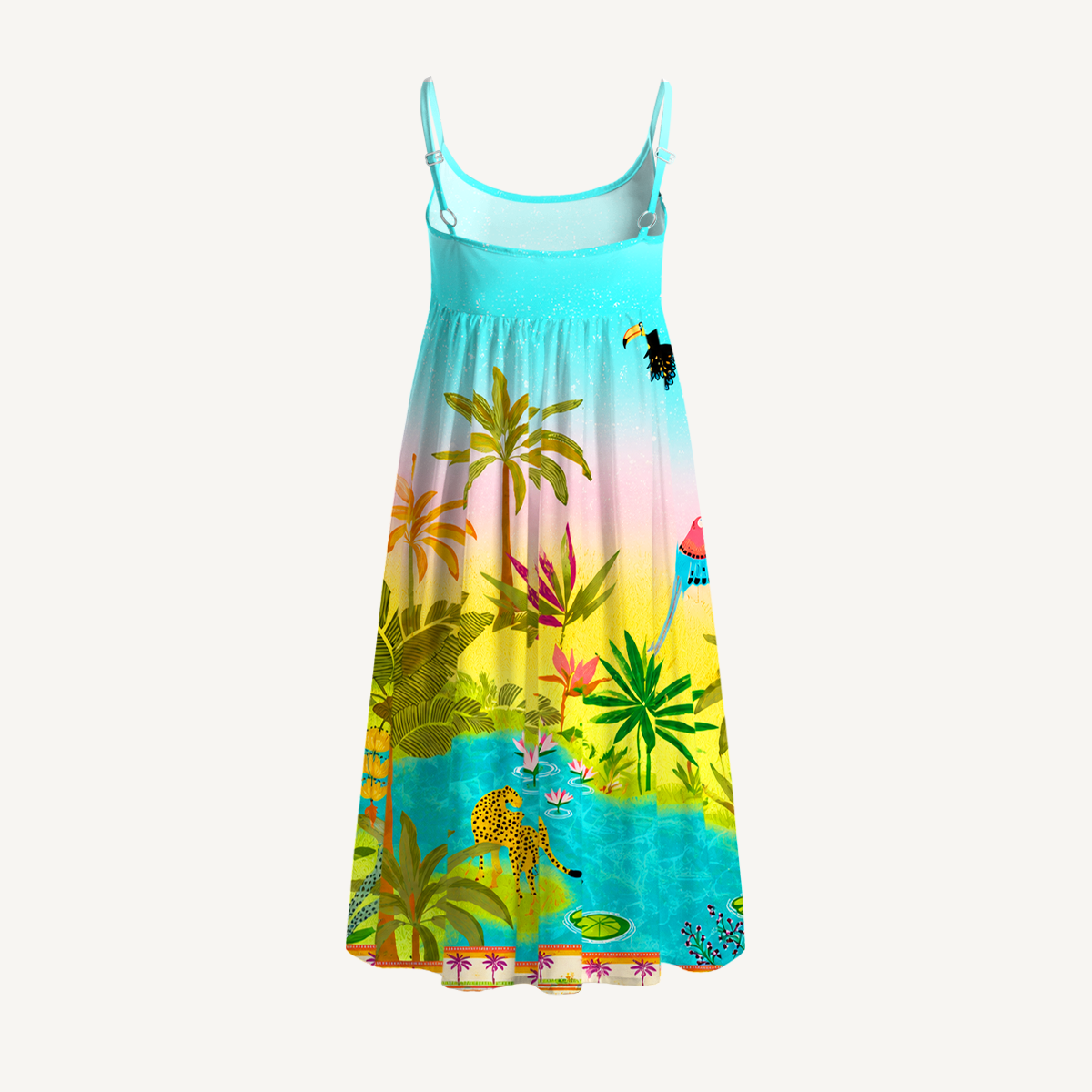 Rainbow Jungle Oasis Print Mini Dress For Women