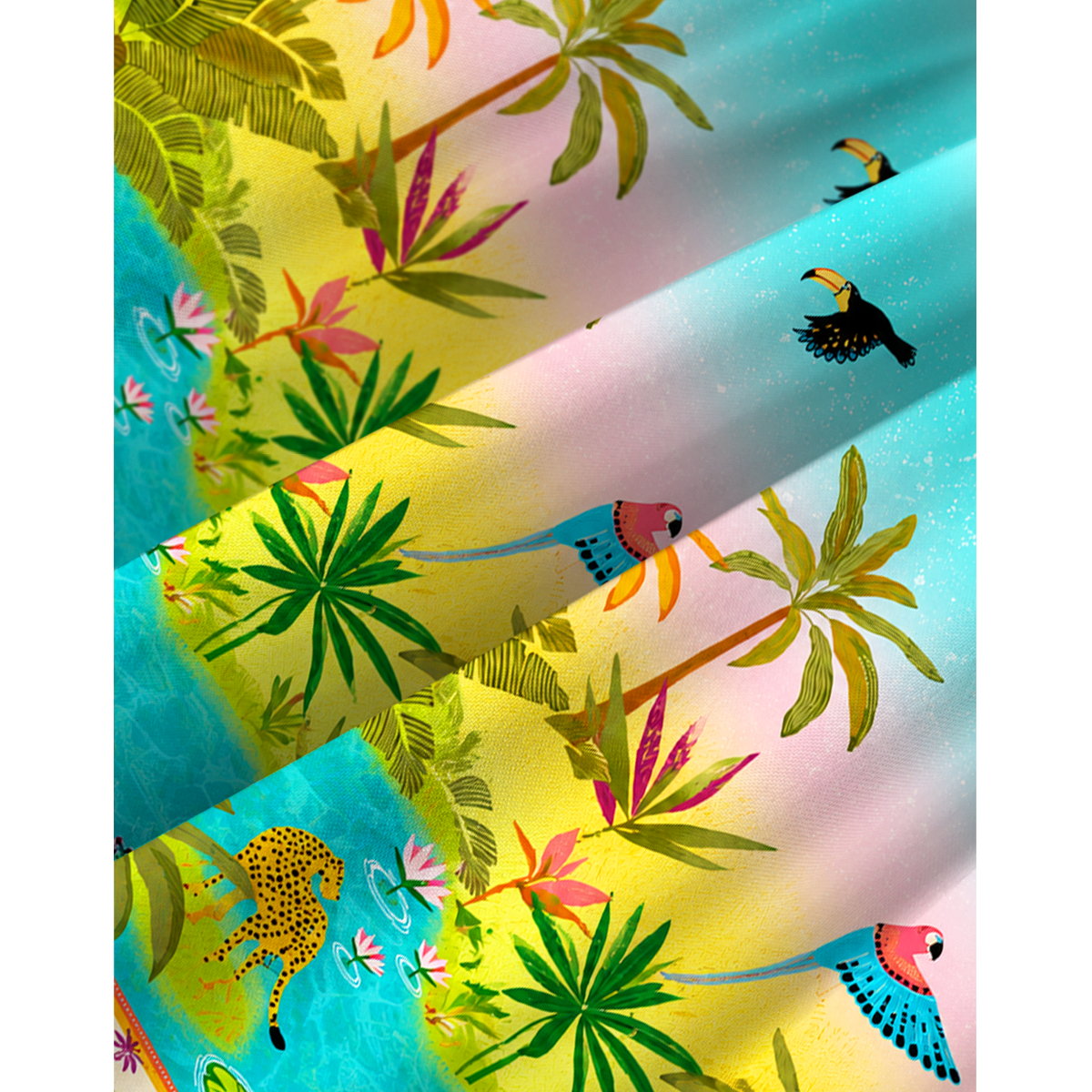 Rainbow Jungle Oasis Print Mini Dress For Women