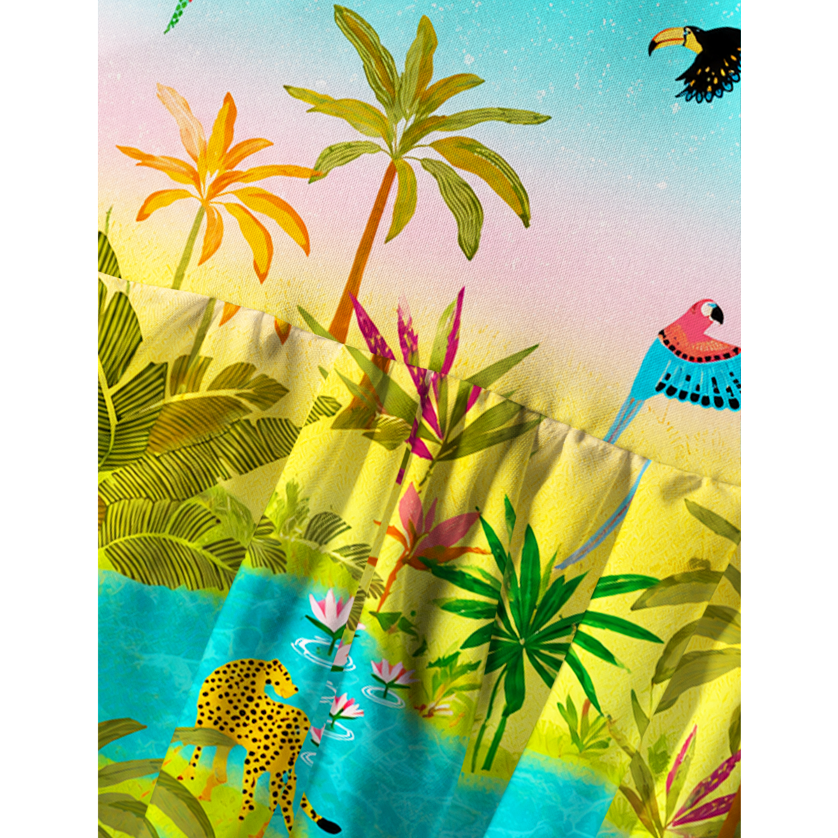 Rainbow Jungle Oasis Print Mini Dress For Women
