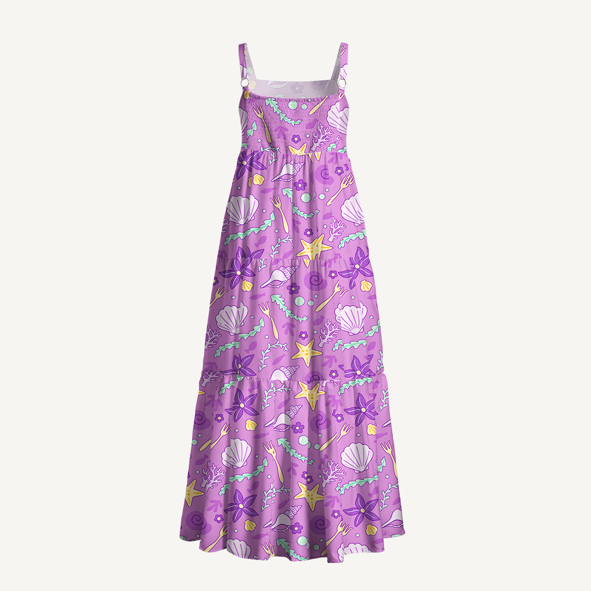 Whimsical Underwater Seashell Garden Summer Maxi Dress With Pockets