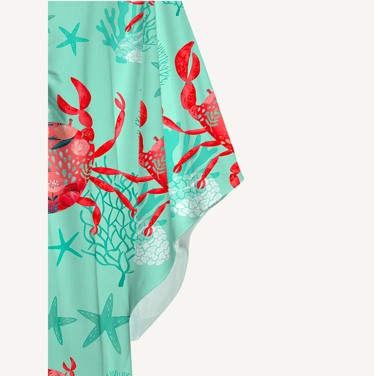 Floral Crab Kimono Sleeve Kaftan Dress