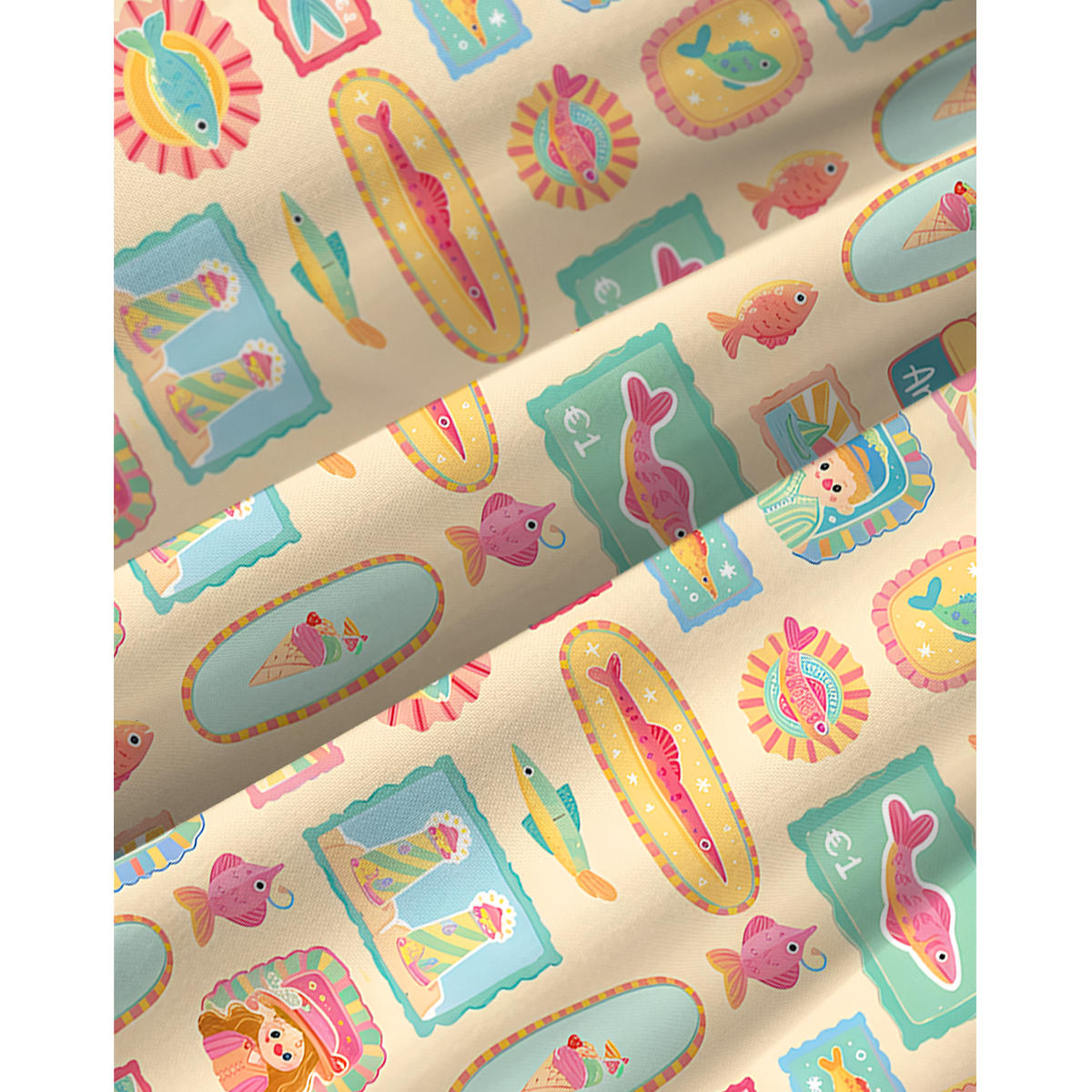 Seaside Postcard Collage Print Strap Mini  Dress