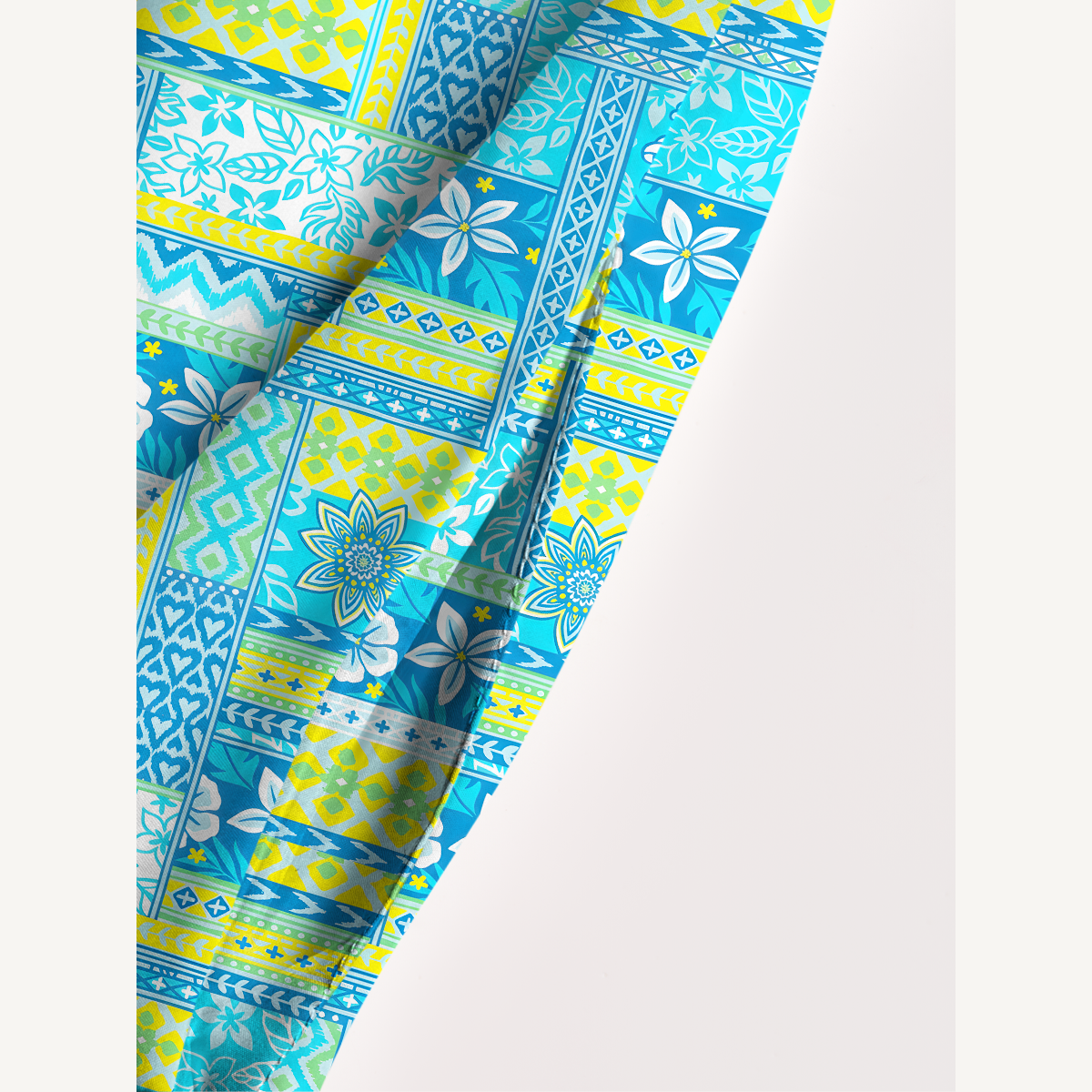 Azure Tropic Patchwork Soft Summer Maxi Dress With Pockets
