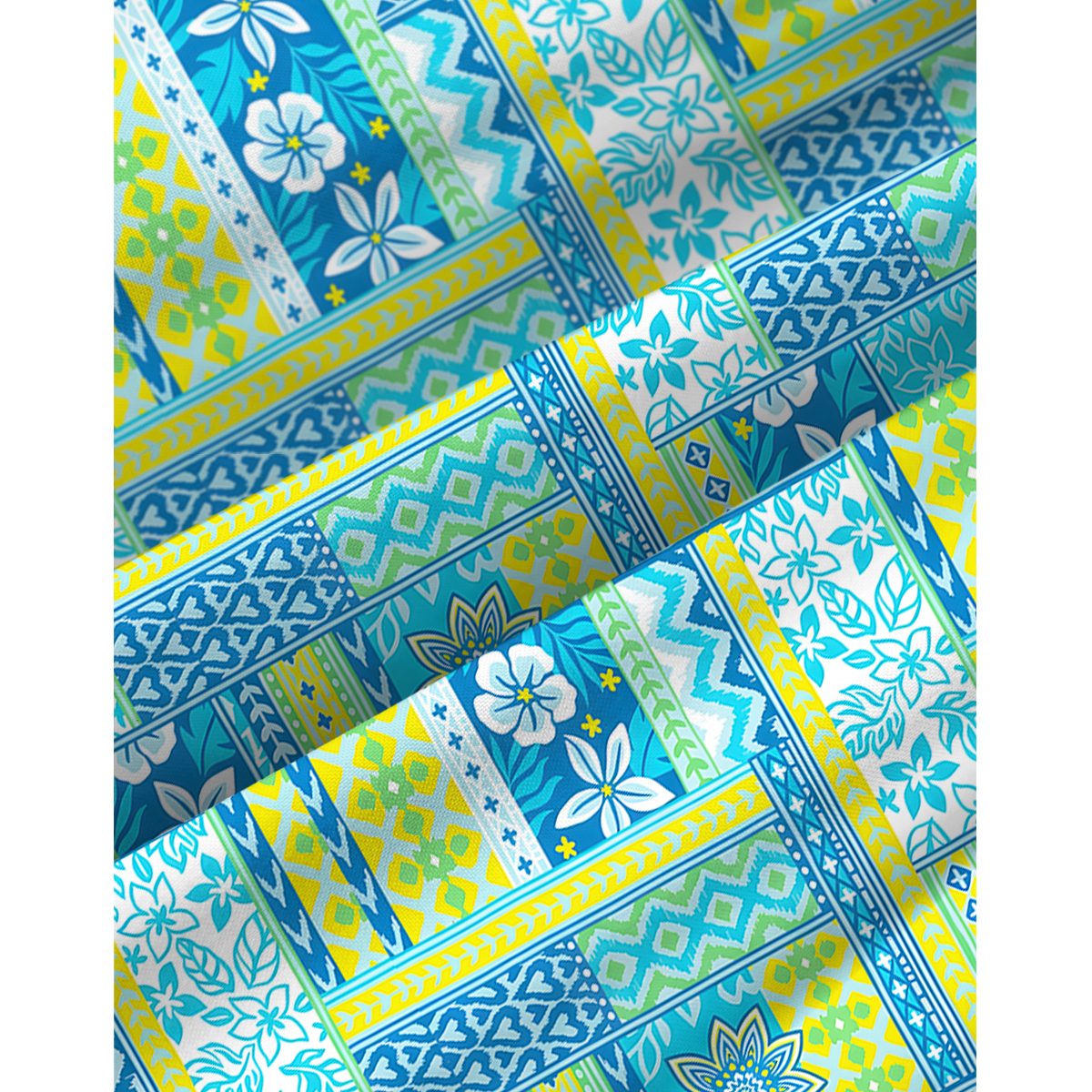 Azure Tropic Patchwork Print Mini Dress For Women