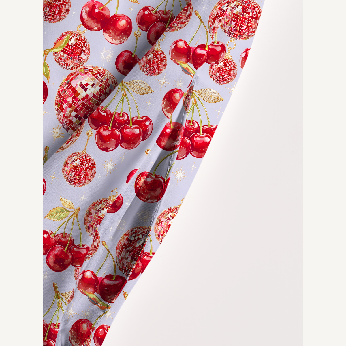 Cherry Disco Party Print Soft Summer Maxi Dress With Pockets