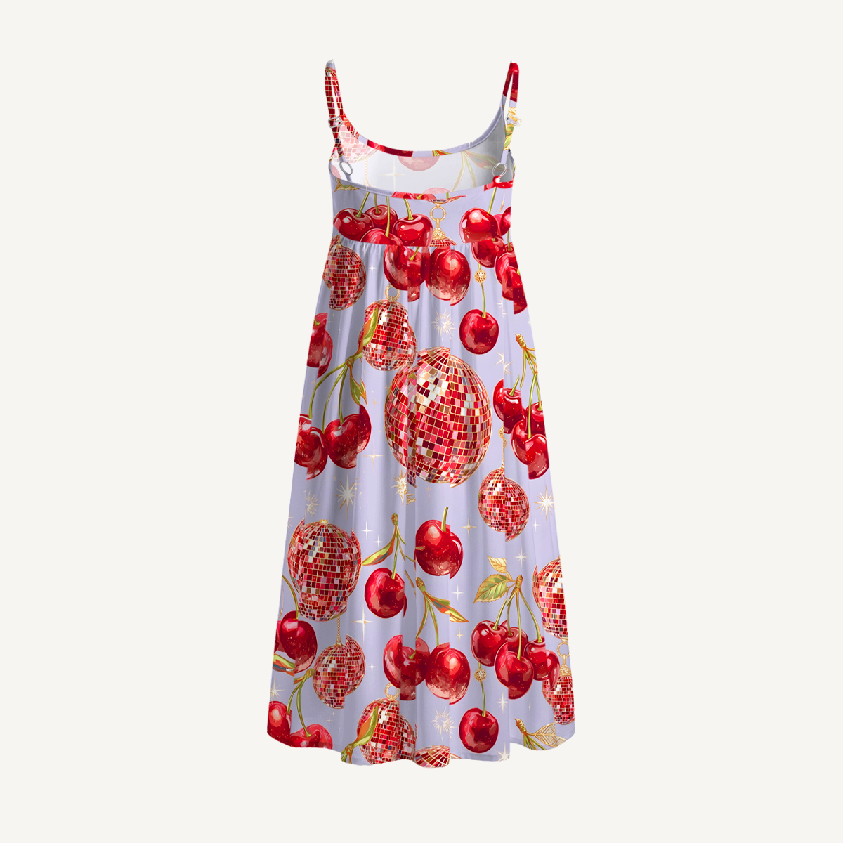 Cherry Disco Party Print Mini Dress For Women