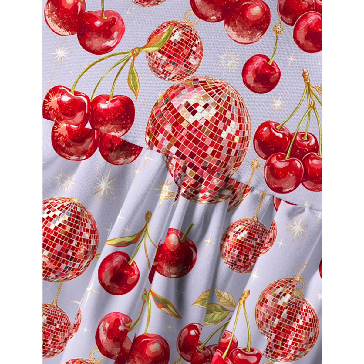Cherry Disco Party Print Mini Dress For Women