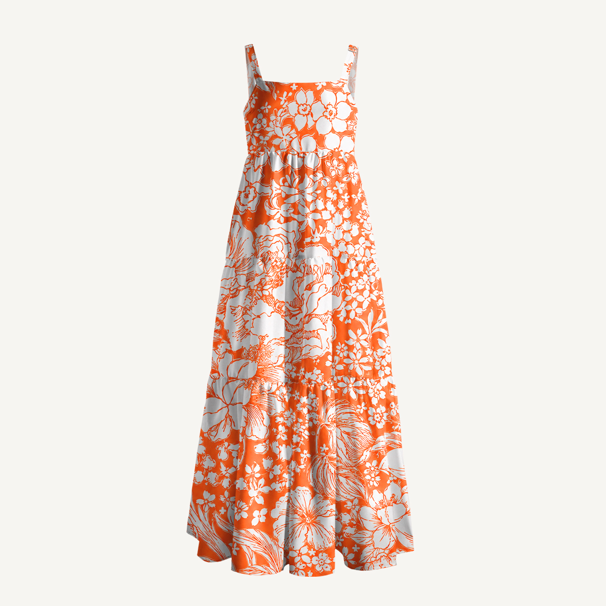 Coral Floral Maxi Dress With Pockets