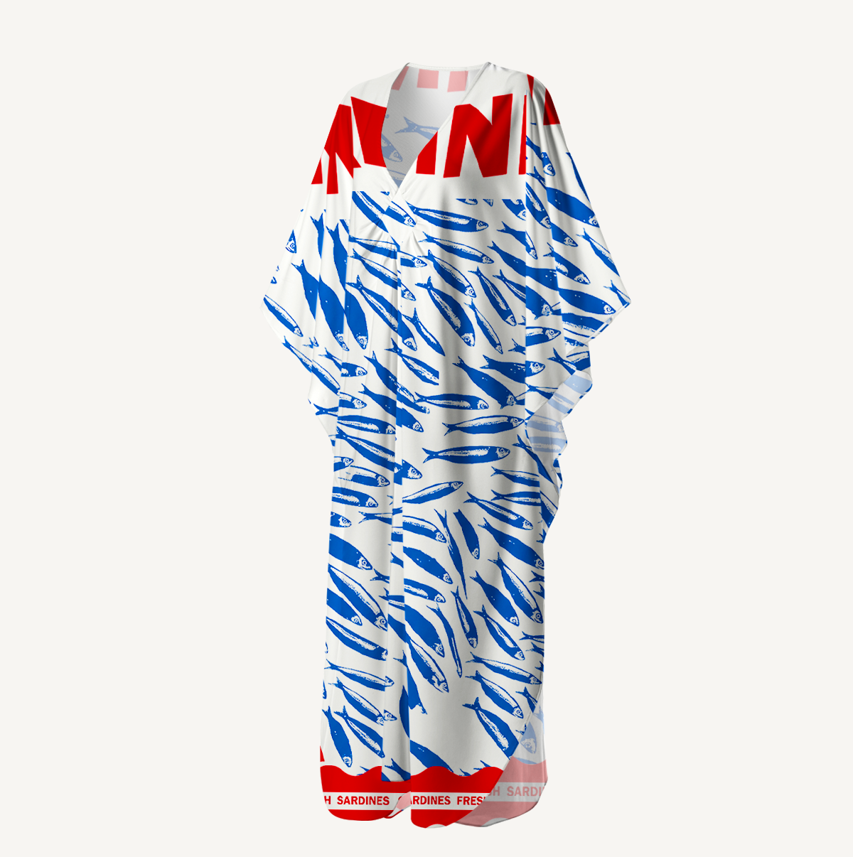 Blue Sardine & Fresh Kimono Sleeve Kaftan Dress